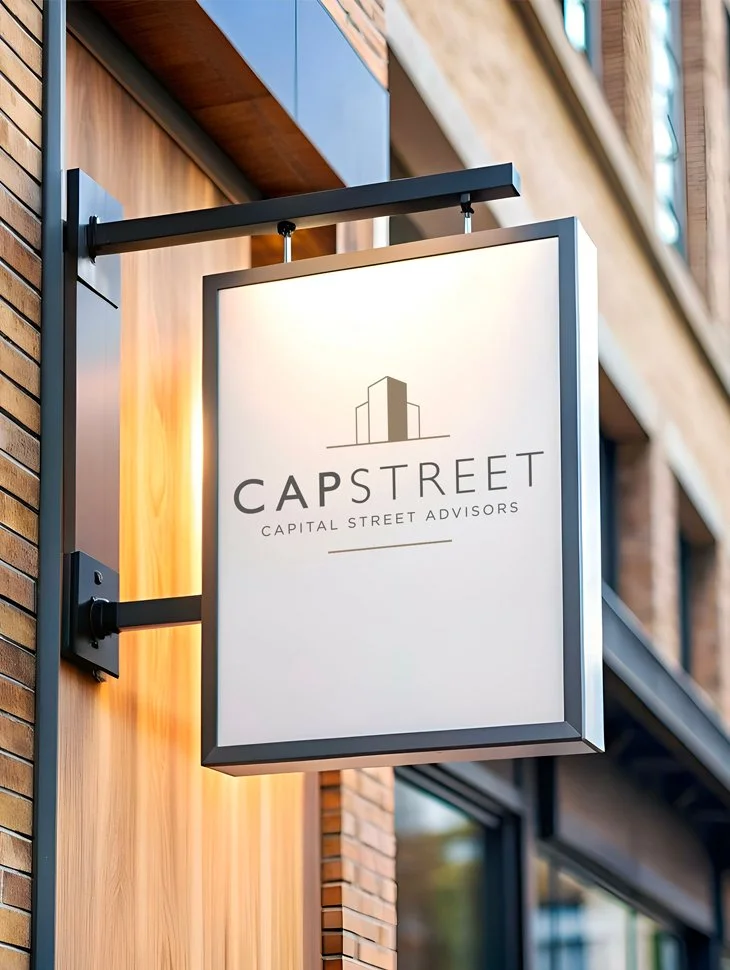 Brand identity design for a New York City real estate company featuring logo and exterior signage.