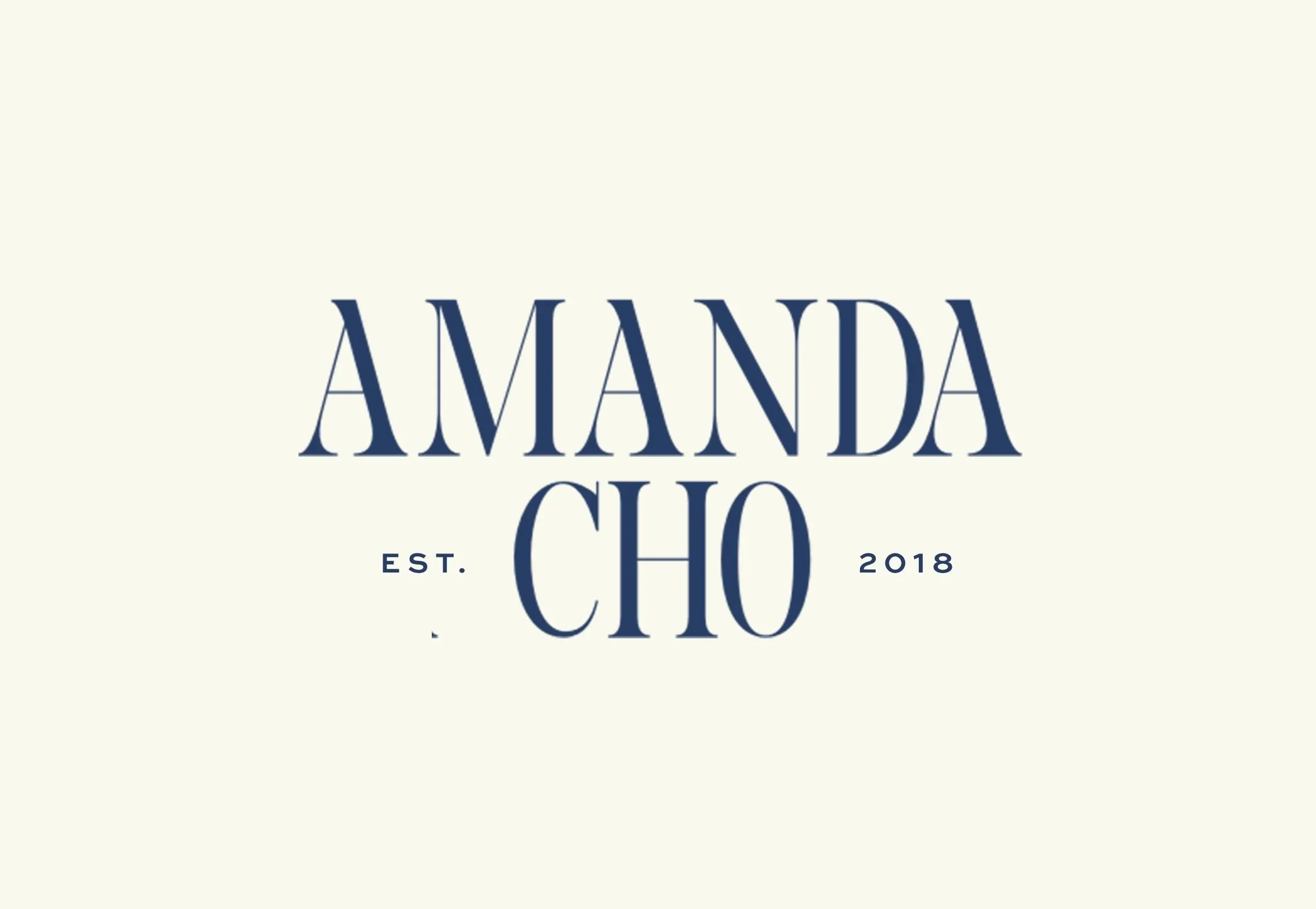 Text 'Amanda Choi EST. 2018' in serif font on light background