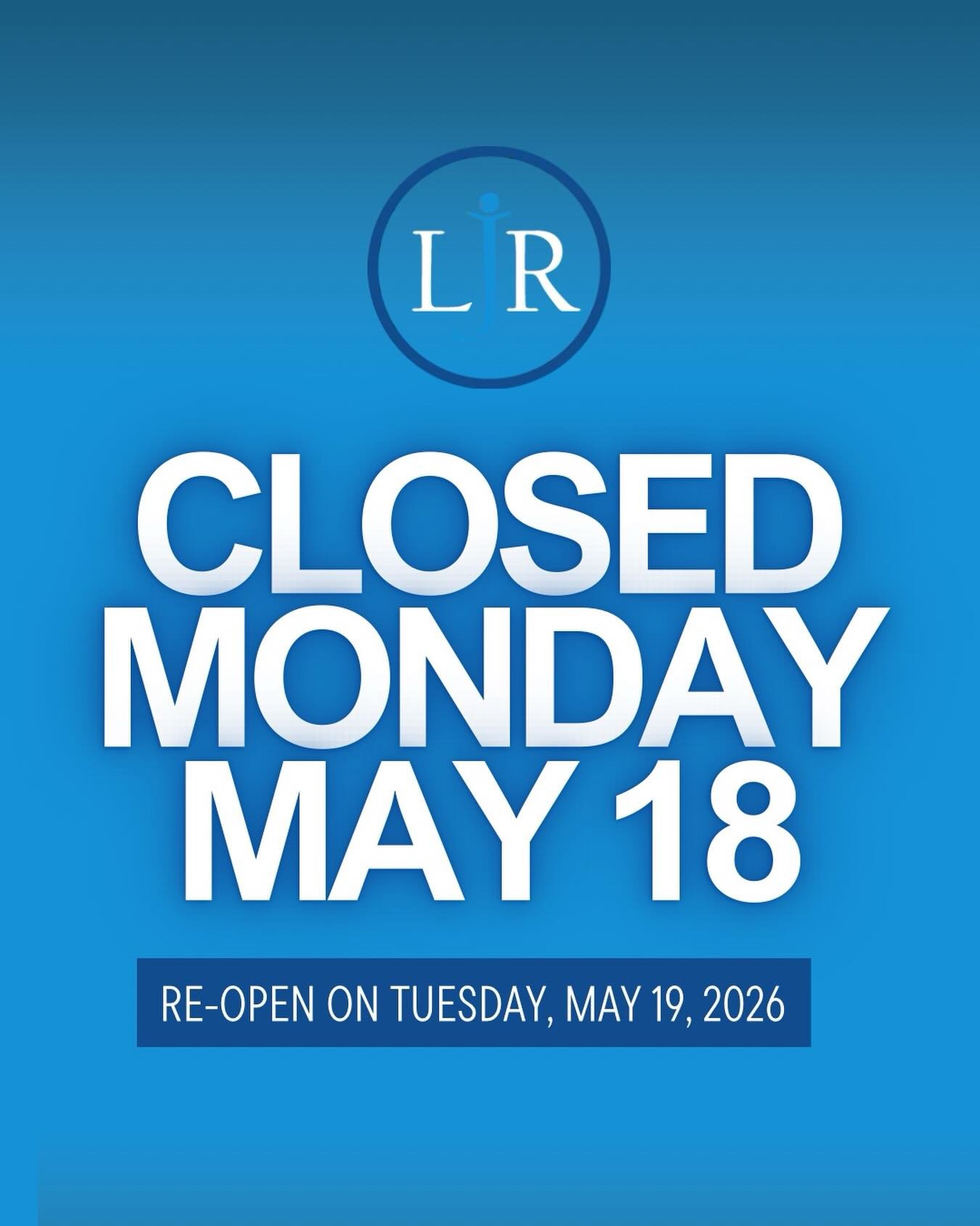 We are closed on Monday, May 18, and reopen at 10 am on Tuesday, May 19th. We wish everyone a safe and restful long weekend✨