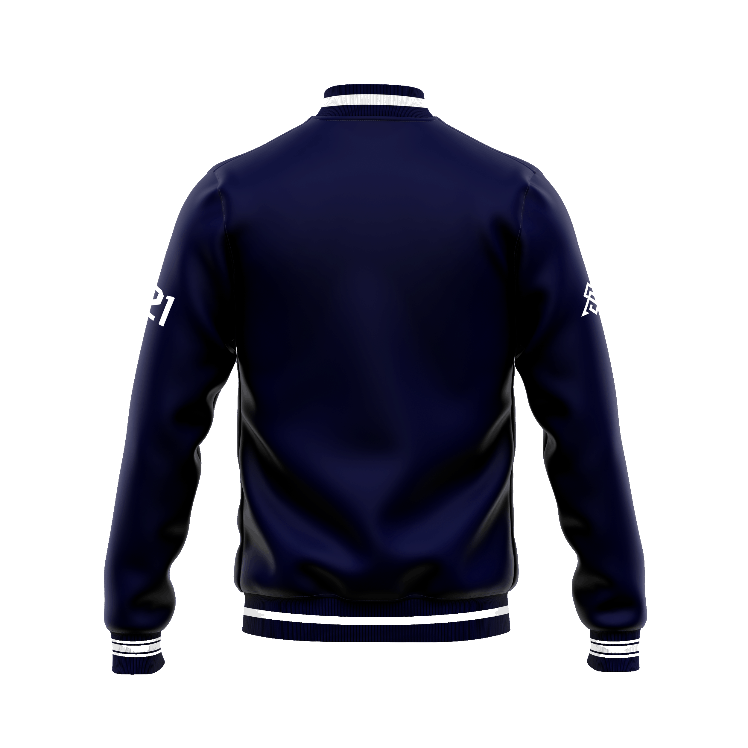 Satin Navy Blue Bomber (Back View) copy 2.gif
