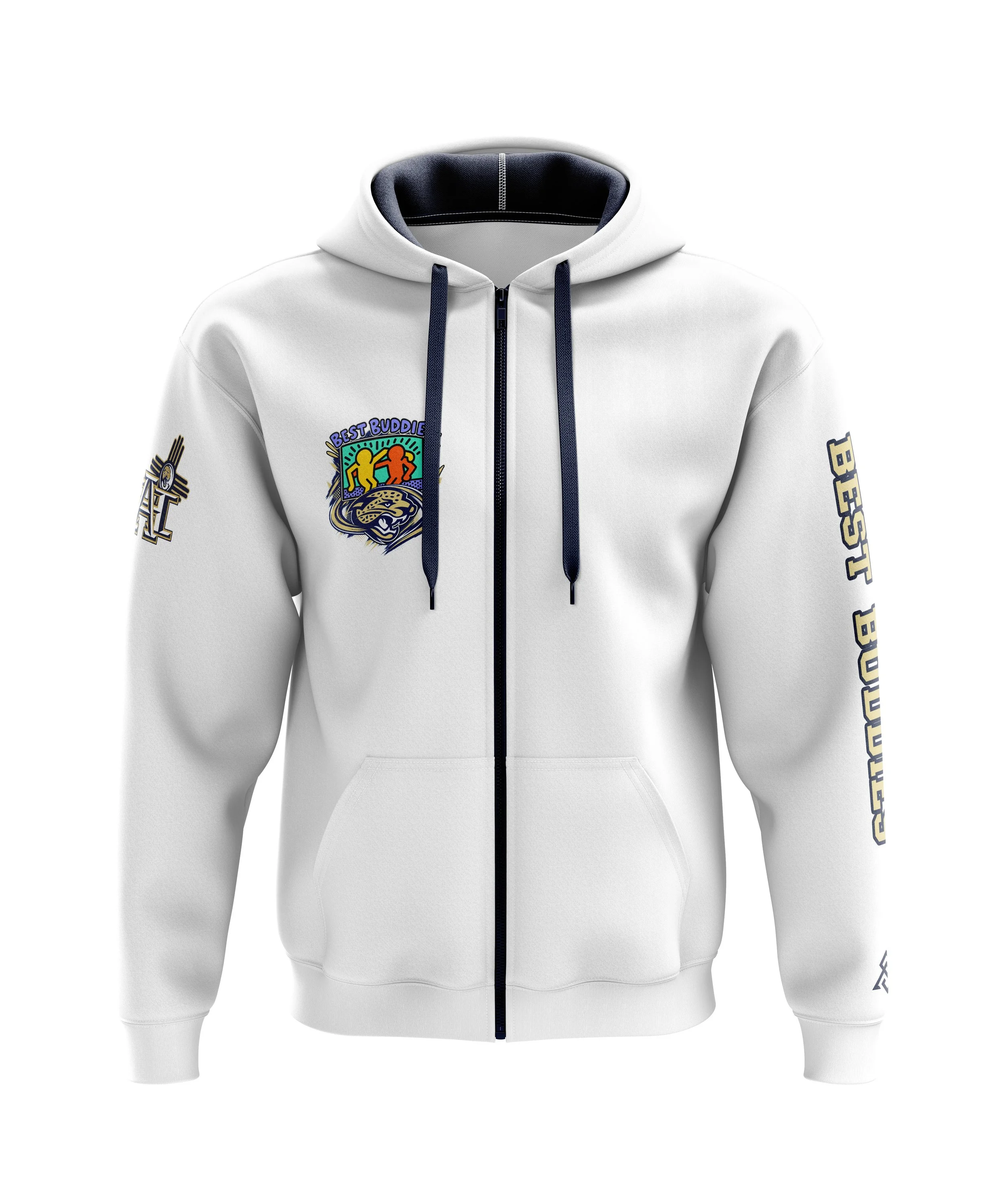 Best Buddies White Zip Up Hoodie