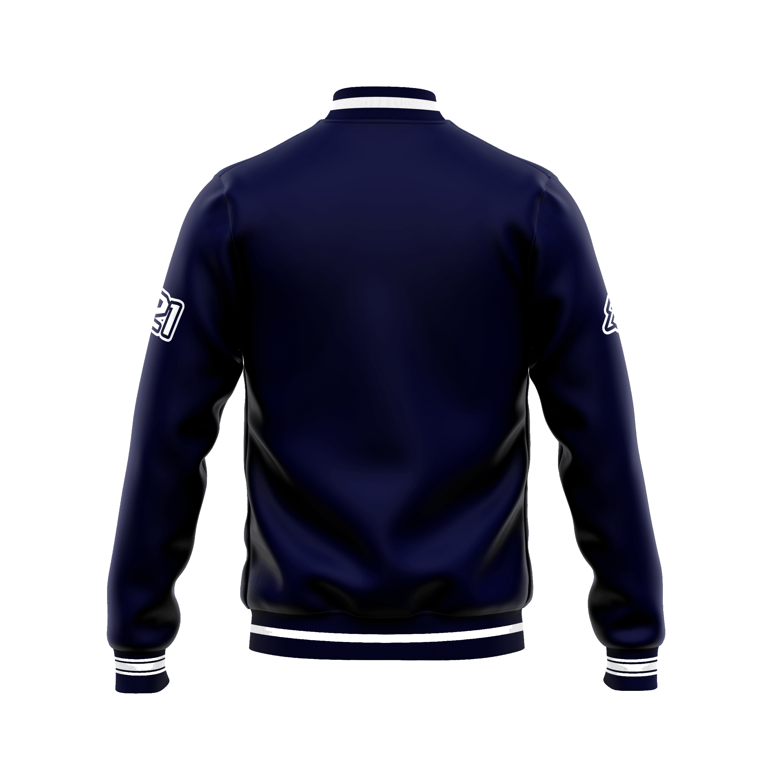 Satin Navy Blue Bomber (Back View) copy 2.gif