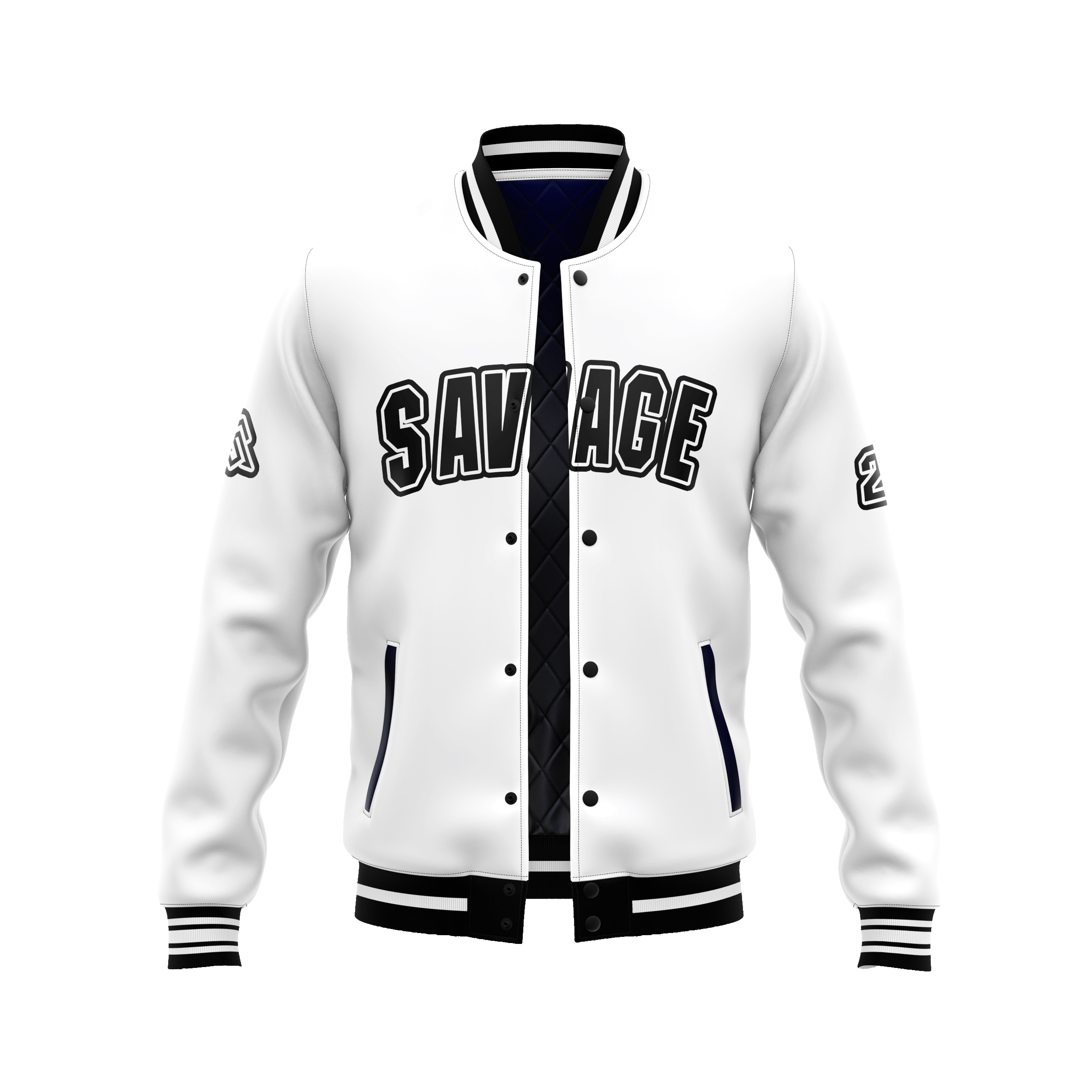 Savage White & Black Bomber Jacket