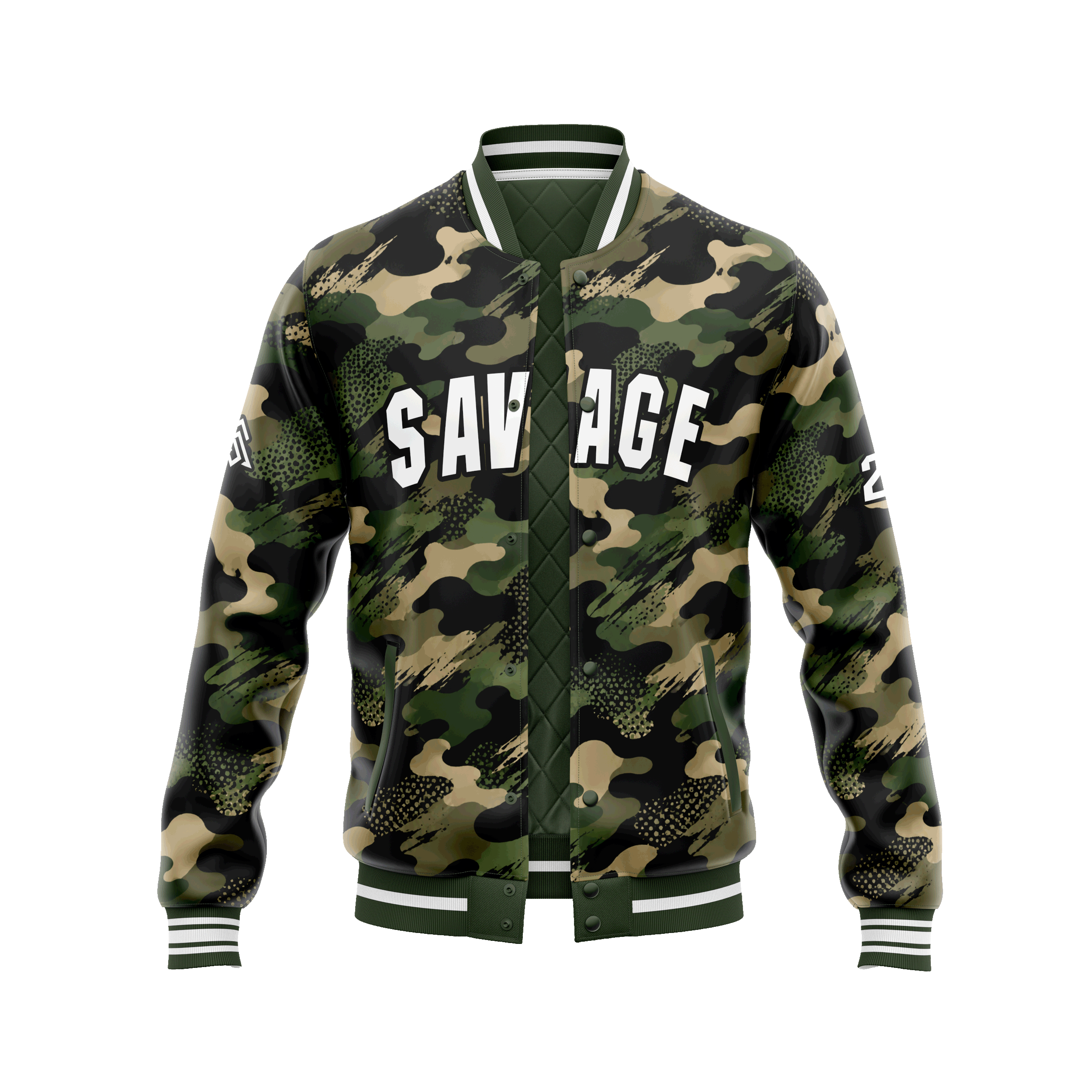 Savage Green. Camo Bomber Jacket