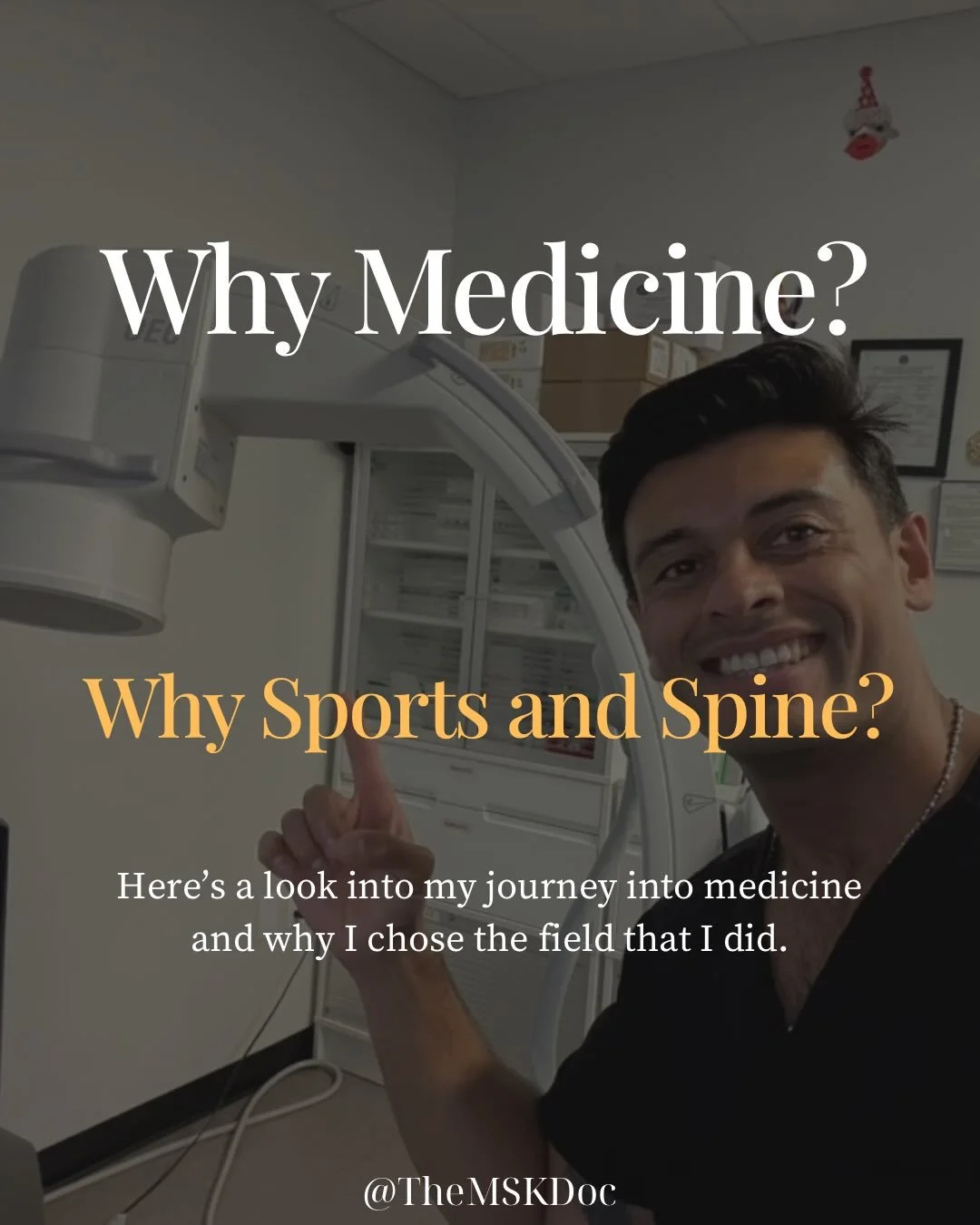 Why medicine? Why sports and spine? 

Like a lot of people in medicine - my story starts off as a personal one and one that I&rsquo;m deeply committed to. 

What&rsquo;s your passion? I&rsquo;d love to get to know a bit more about yall as well! Comme