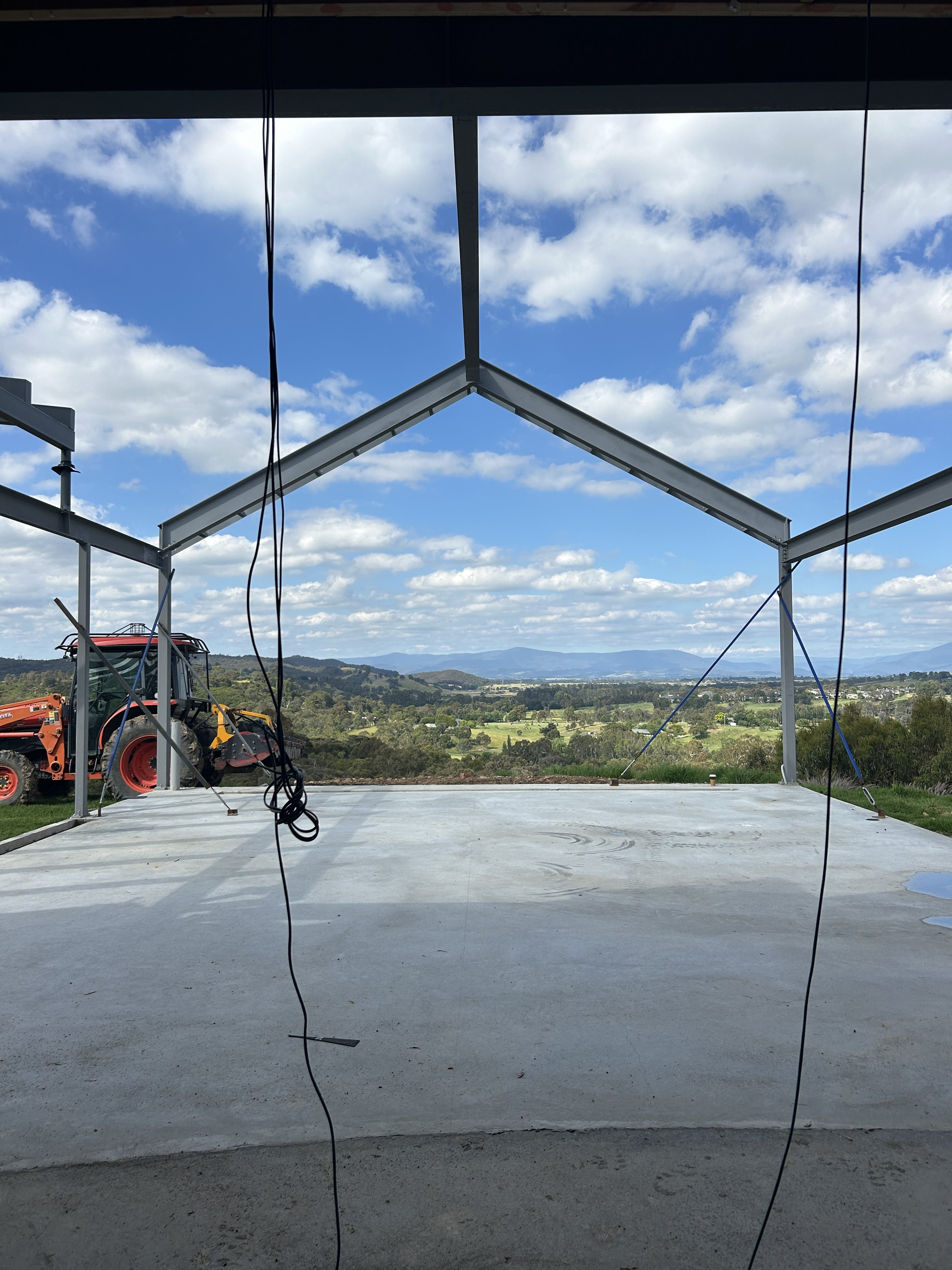 Wonga Park construction update portal frame.JPG