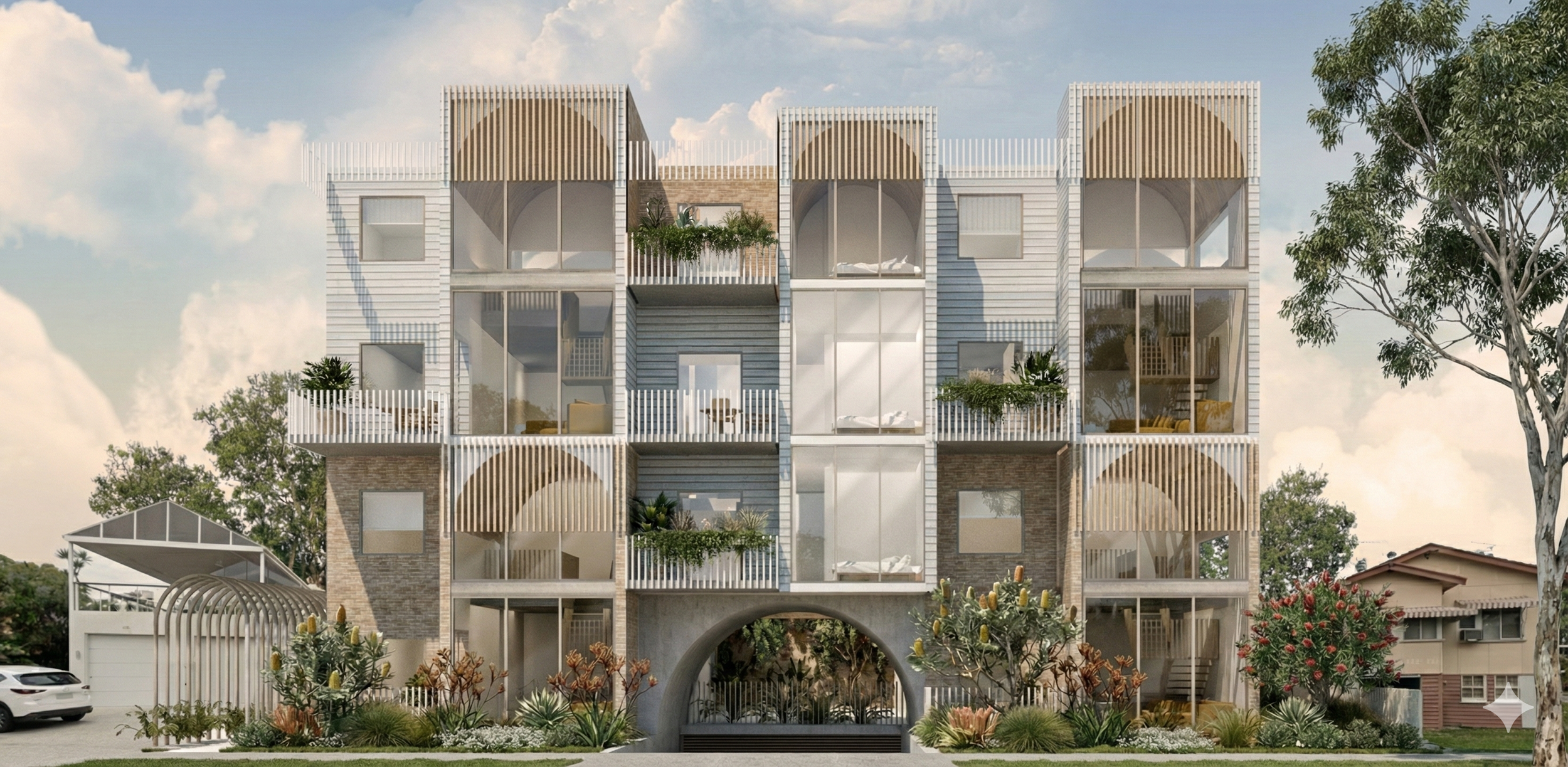 A strategic feasibility study designed to maximize the sale potential of two amalgamated lots in Burleigh. This design demonstrates the highest and best use of the site, adhering to local planning constraints while offering a high-yield development s