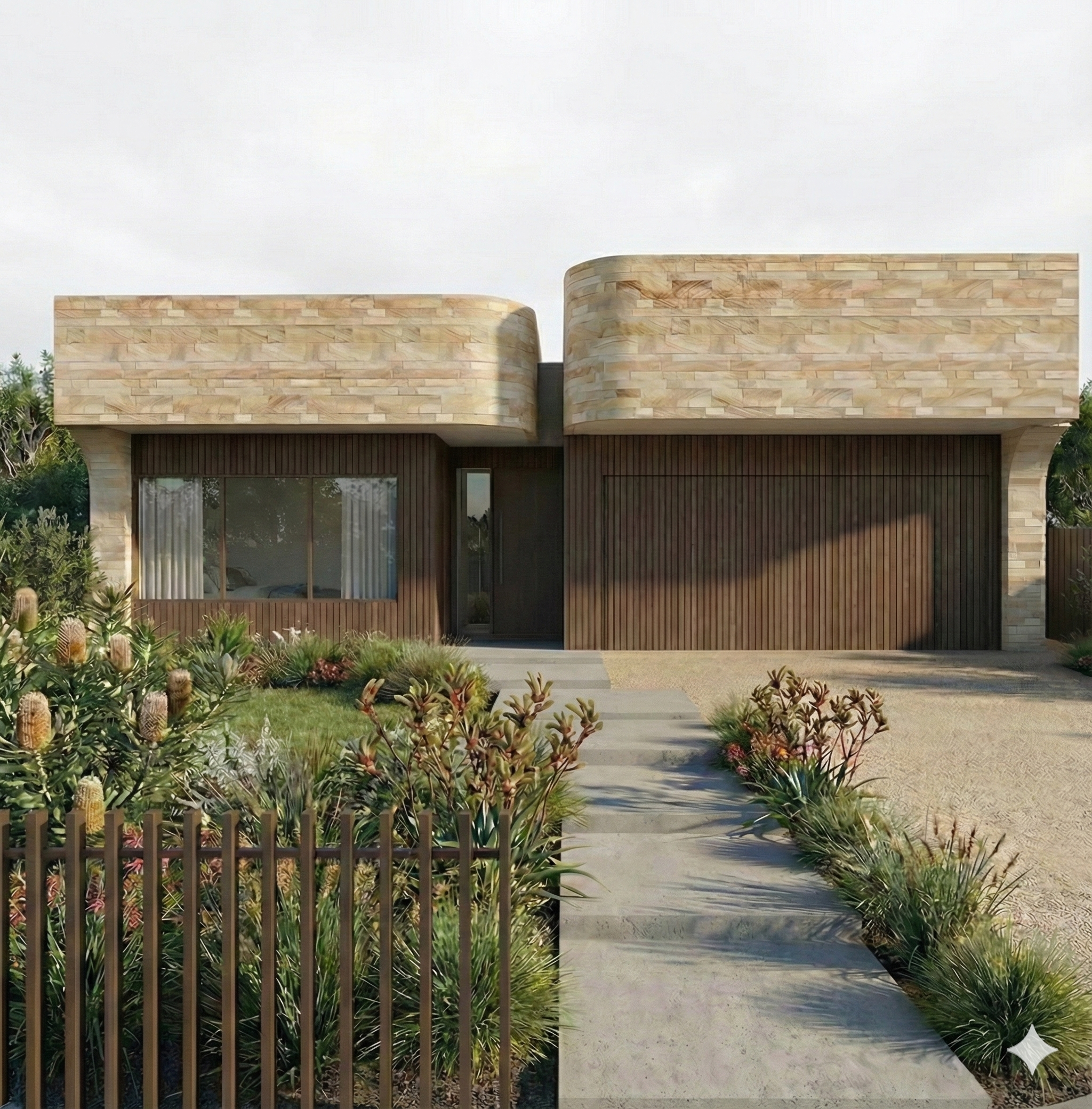 Designed specifically for the High Physical Support category, this residence proves that accessibility does not require compromising on style. The Camberwell home features a tactile limestone brick facade, where sculptural curves create a welcoming a