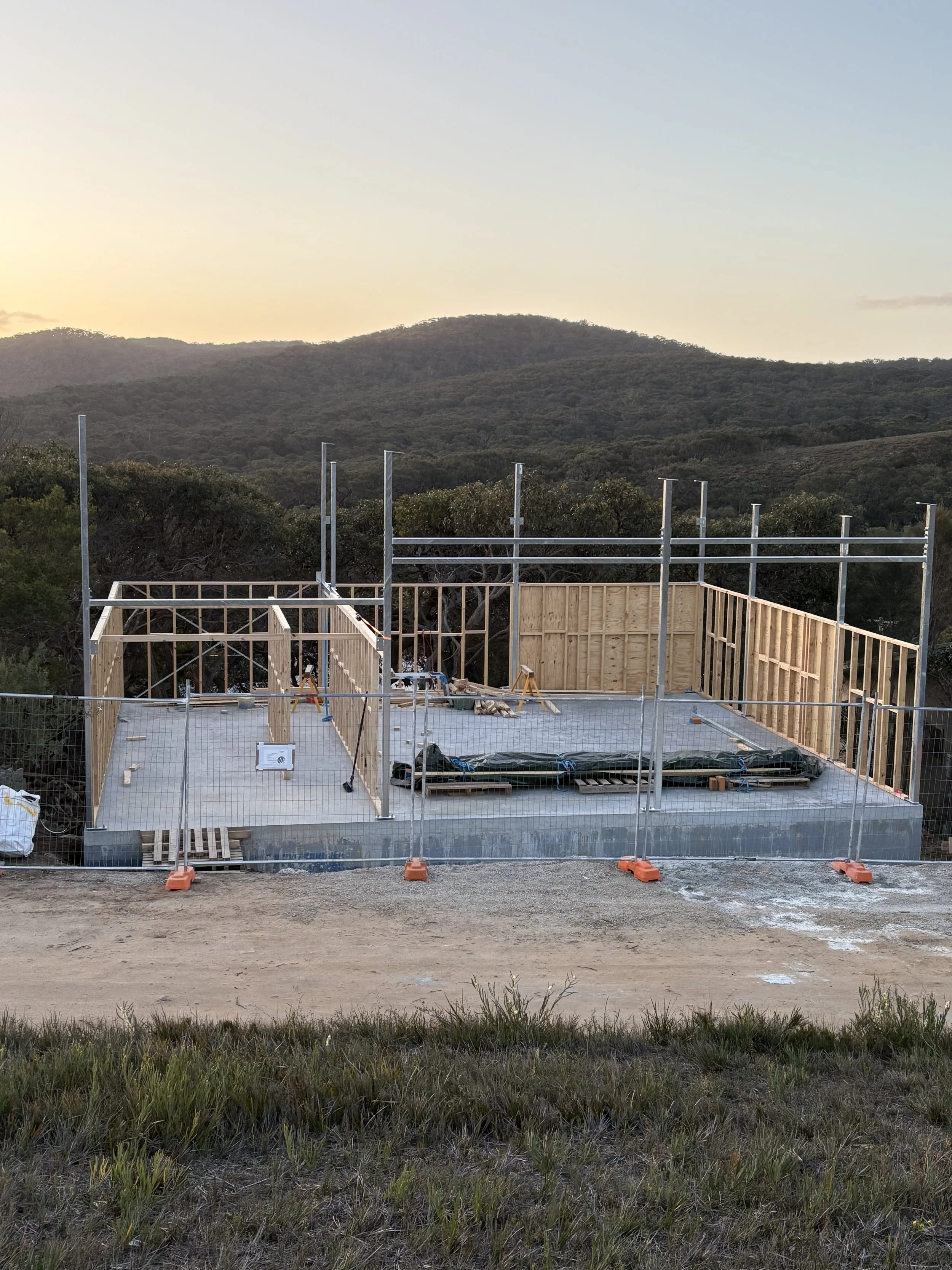 Great Ocean Road project — construction update- Slab down + frames are going up.  