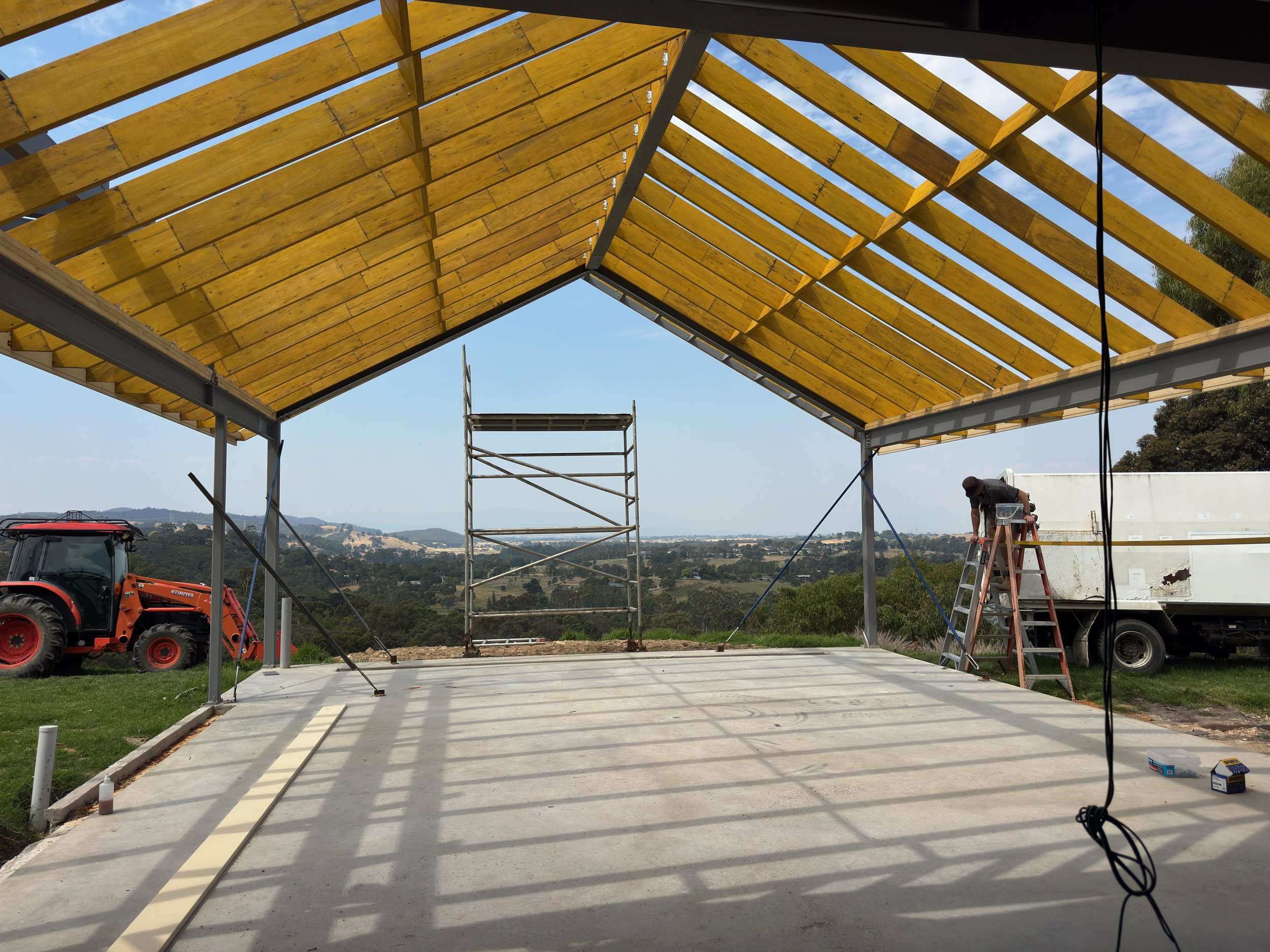 Wonga park construction update rafters up.JPEG