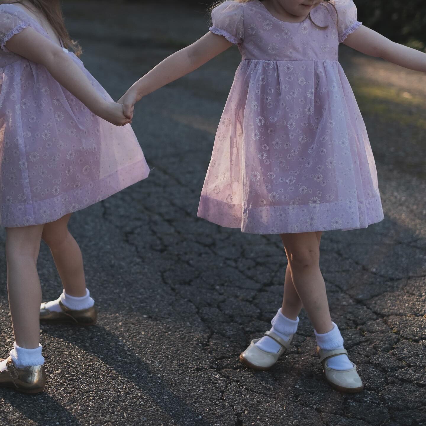 I may have subconsciously created an @selkie style dress for my toddlers and I'm not upset about it! These sweet little dresses tested the bounds of my creativity using a single 50 year old bridesmaid dress to make them both. Shoutout to my mother in