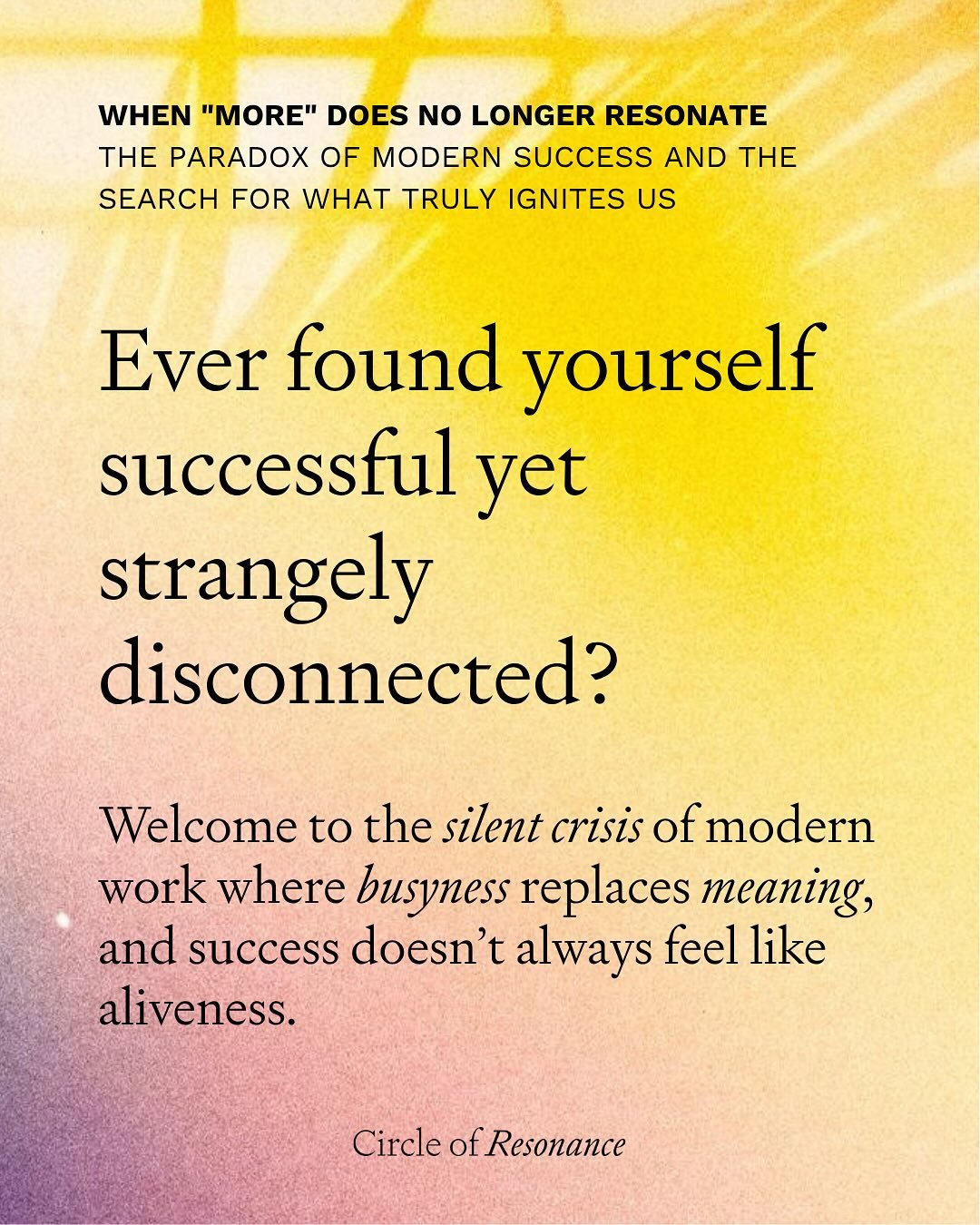 So many of us are caught in the acceleration trap.
Always rushing. Always producing.
But quietly wondering &mdash; is this really it?

Sociologist Hartmut Rosa calls this alienation.
When the world no longer responds.
When work becomes performance.
W