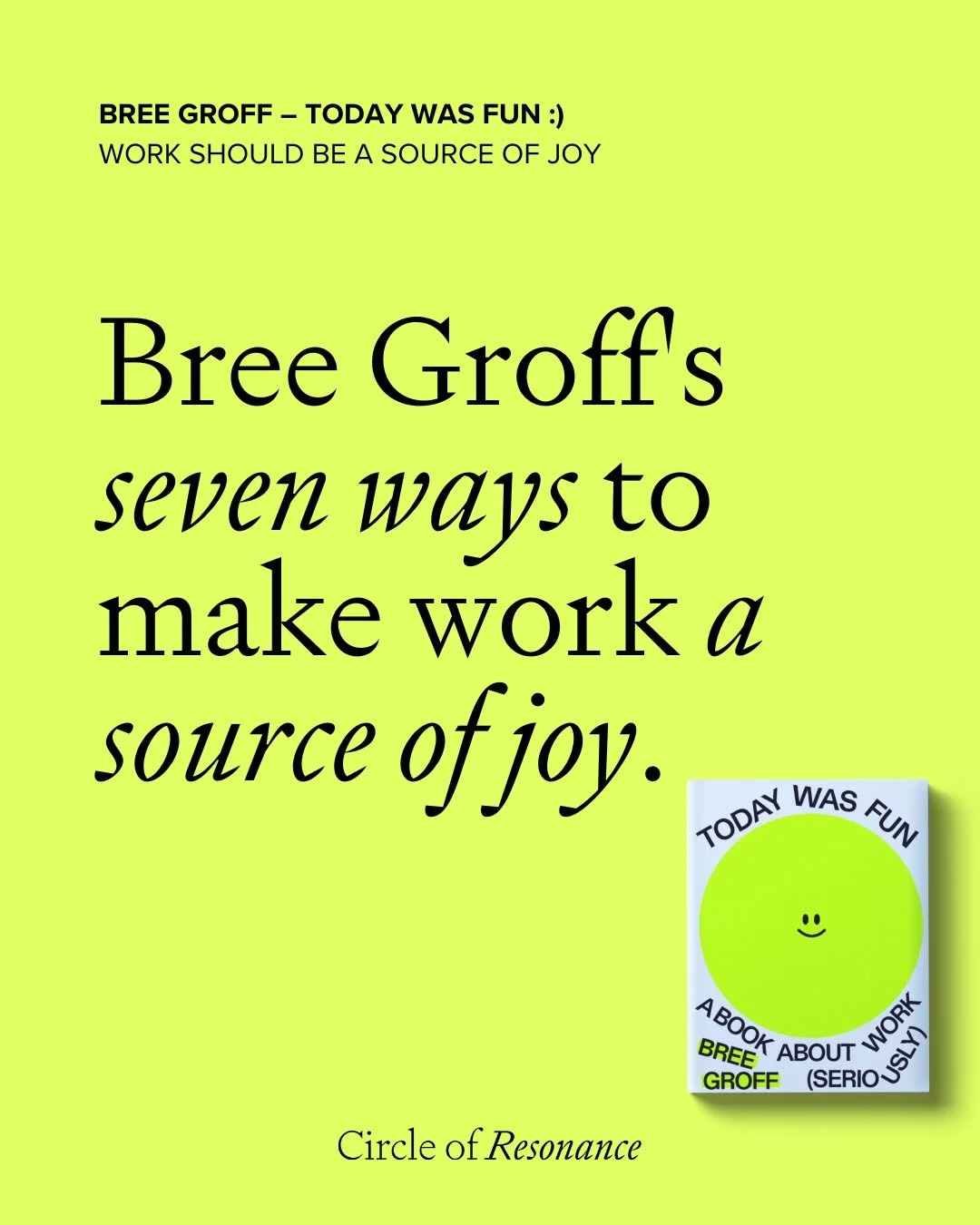 Last month I stumbled across a thought leader walking a parallel path &mdash; advocating for a portfolio life and believing that work can actually be fun.✨

In her new book @bree_groff  shares 7 playful ways to rethink work. This carousel is just a s