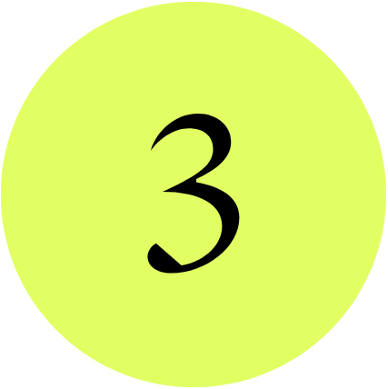 Eine grüne Kreisscheibe mit der schwarzen Zahl 3 in der Mitte.