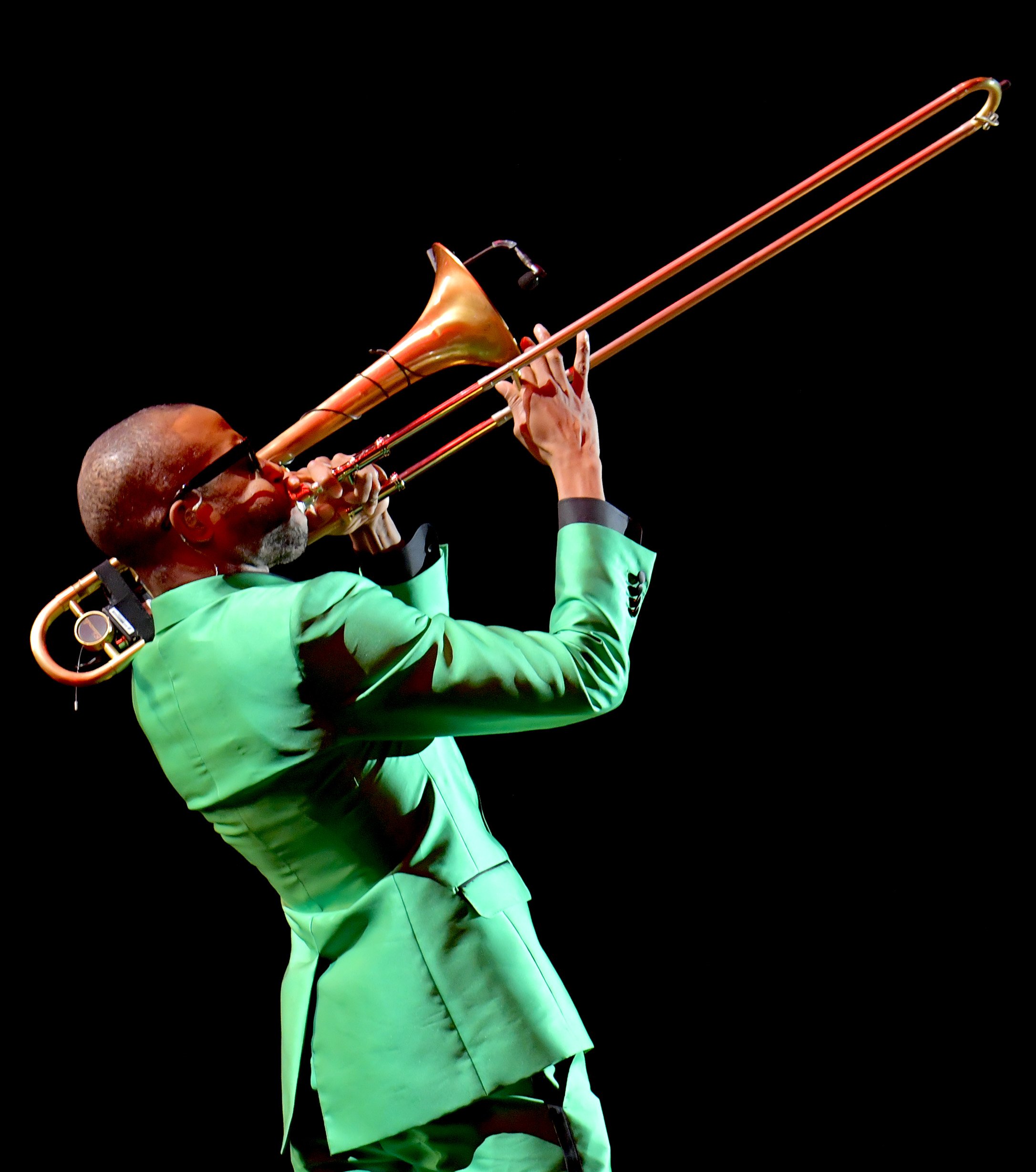  LOS ANGELES, CALIFORNIA - FEBRUARY 03: Trombone Shorty performs onstage during MusiCares Persons of the Year Honoring Berry Gordy and Smokey Robinson at Los Angeles Convention Center on February 03, 2023 in Los Angeles, California. (Photo by Lester 