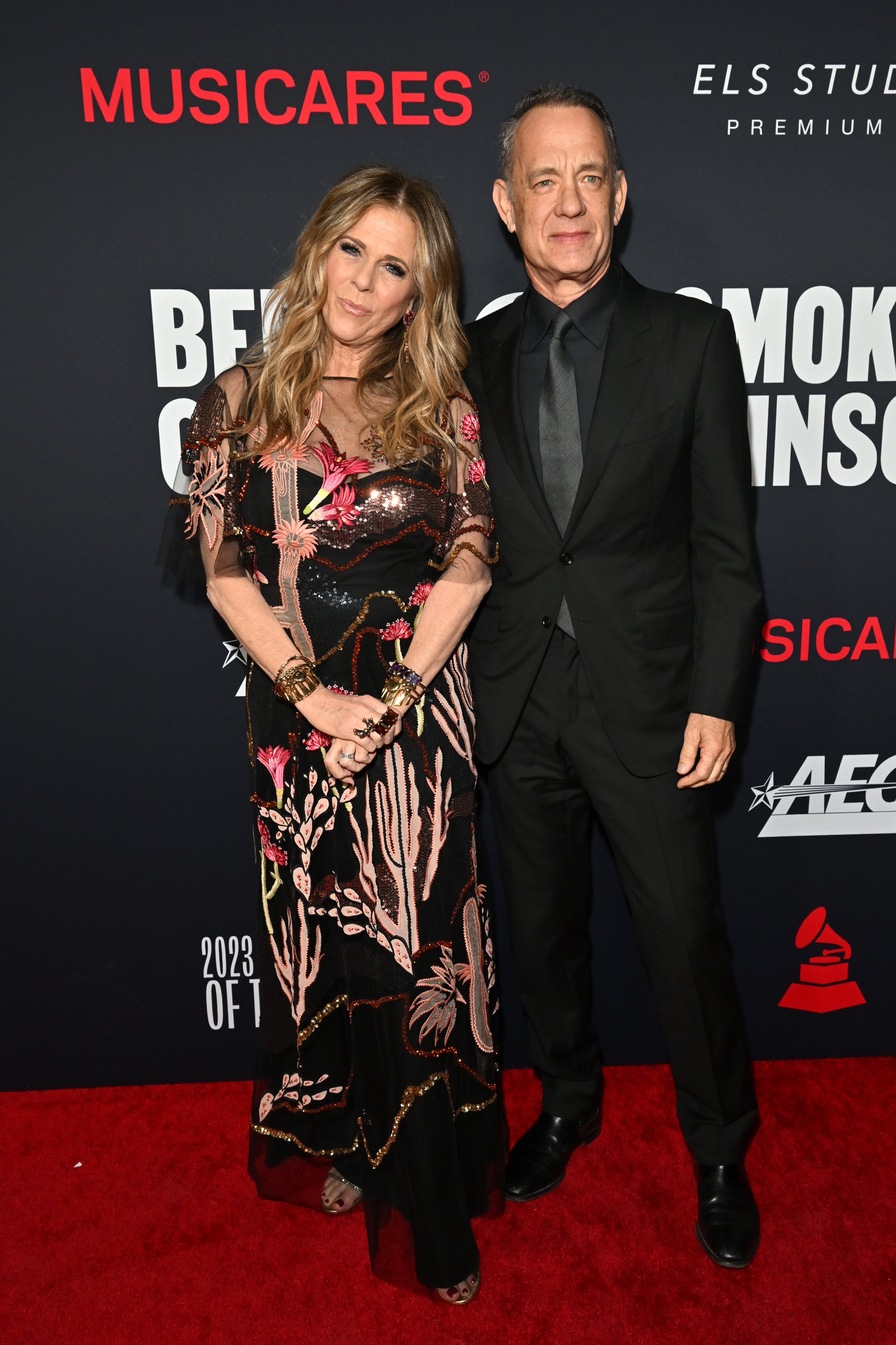  LOS ANGELES, CALIFORNIA - FEBRUARY 03: (L-R) Rita Wilson and Tom Hanks attend MusiCares Persons of the Year Honoring Berry Gordy and Smokey Robinson at Los Angeles Convention Center on February 03, 2023 in Los Angeles, California. (Photo by Lester C