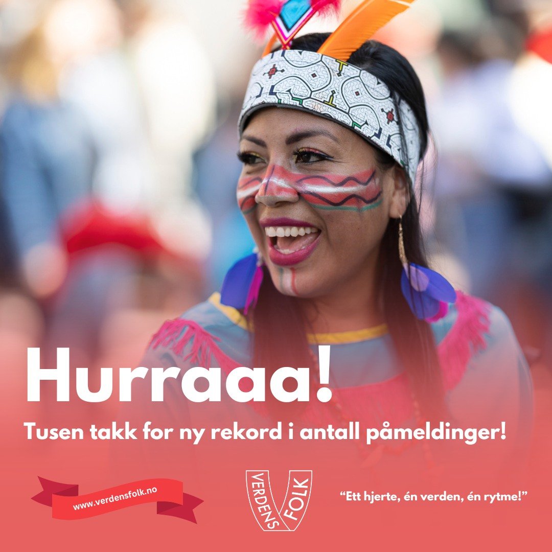 Tusen takk for interessen for &aring; bli med p&aring; &aring;rets Verdenskarneval! N&aring; har vi ny rekord i antall p&aring;meldinger! Gj&oslash;r dere klare til en stor byfest med folkedans, musikk og kultur fra hele verden!😍 🌏

Foto: Petter St