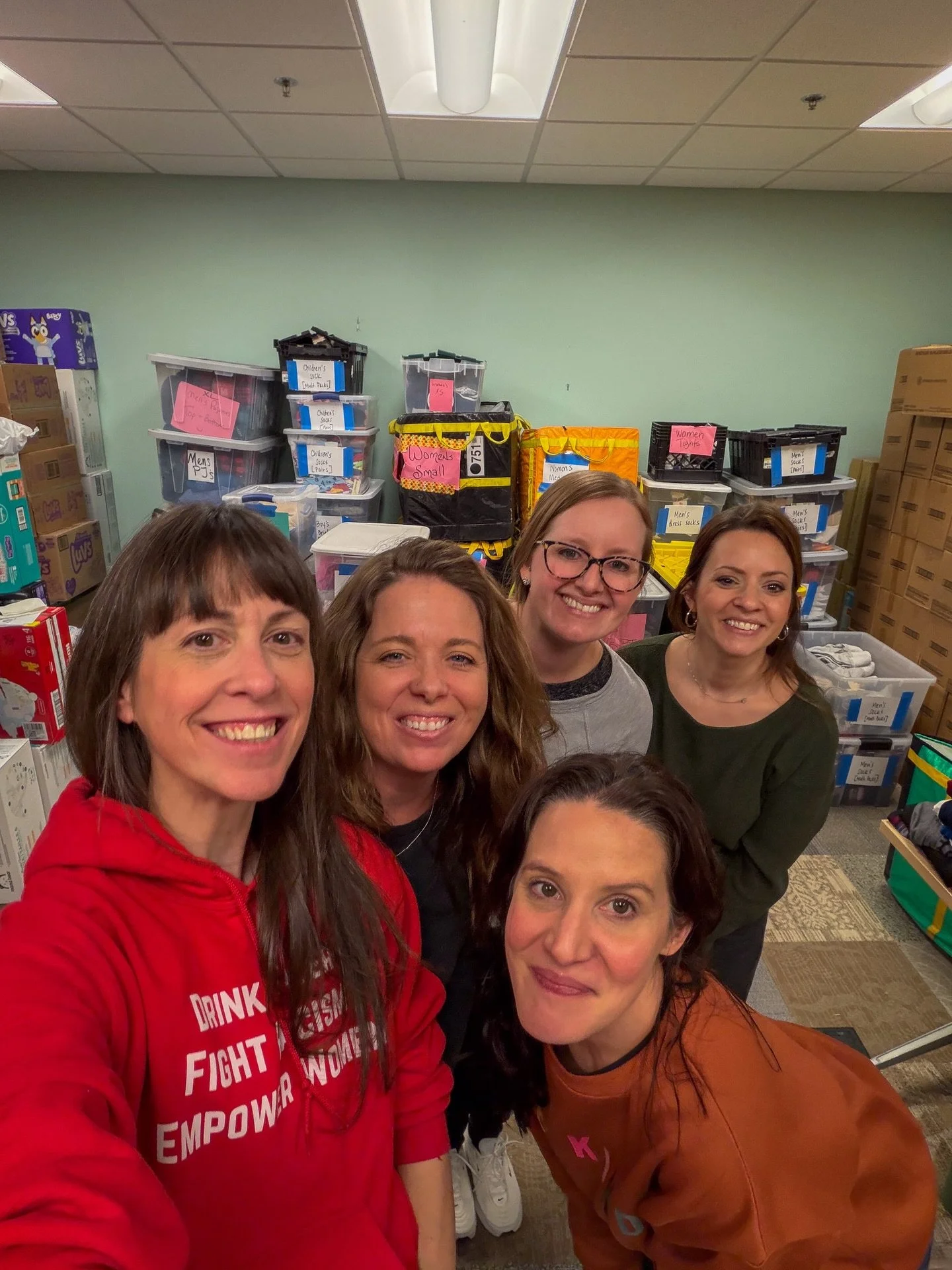 Yesterday was our February Volunteer Day at Haven, and this crew has a lot to be proud of. Becca Sand-Schaedig, Paige Bell, Abigail Powers, Gina Salaski, and Marie Kelly rolled up their sleeves and tackled the donation room at Haven in Pontiac, a non