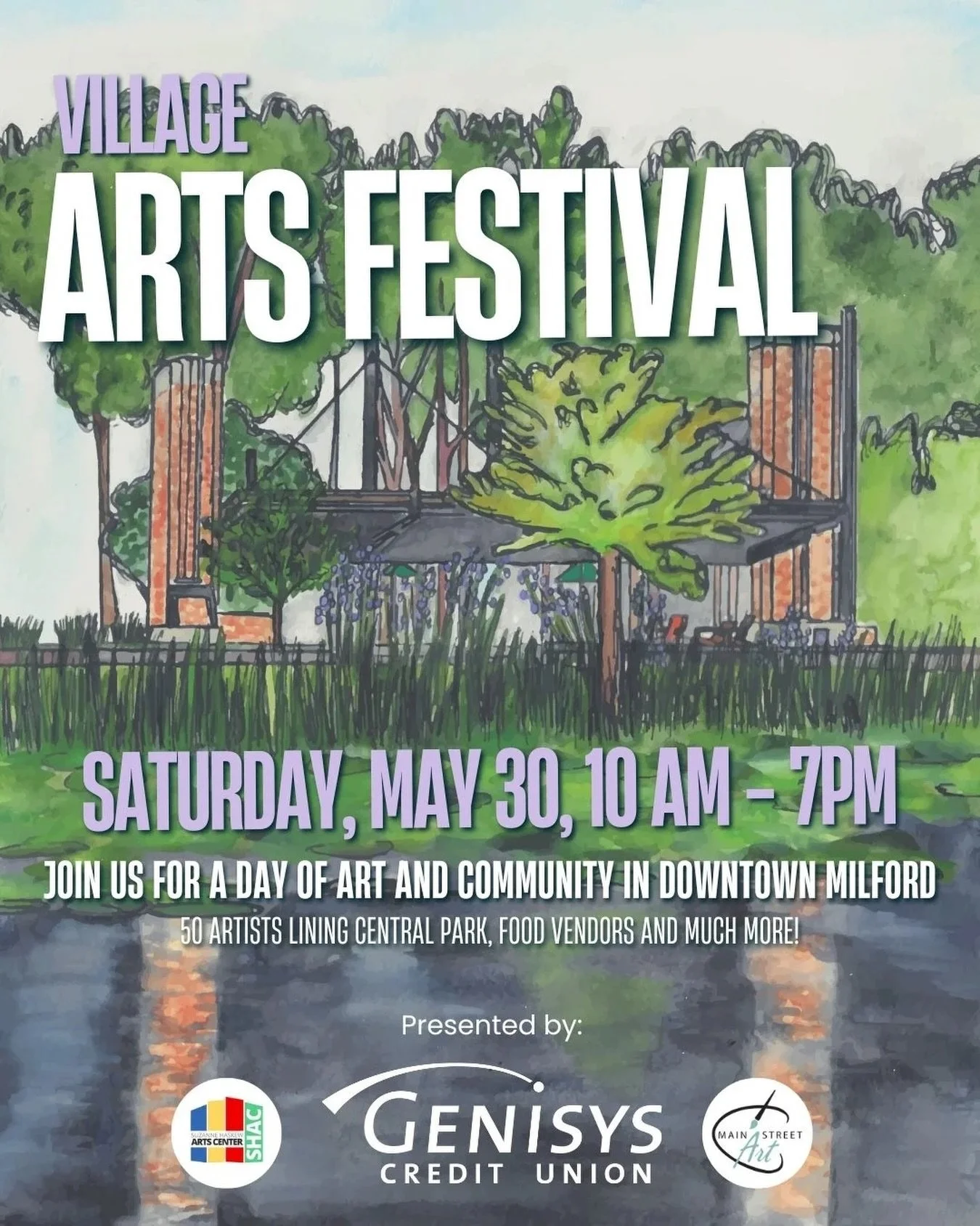 Saturday, May 30, 2026 | 10:00 AM &ndash; 7:00 PM
Central Park | Downtown Milford, Michigan

Join us in the heart of downtown Milford for the Village Arts Festival, a one-day celebration of exceptional handmade art, community, and creativity. Present