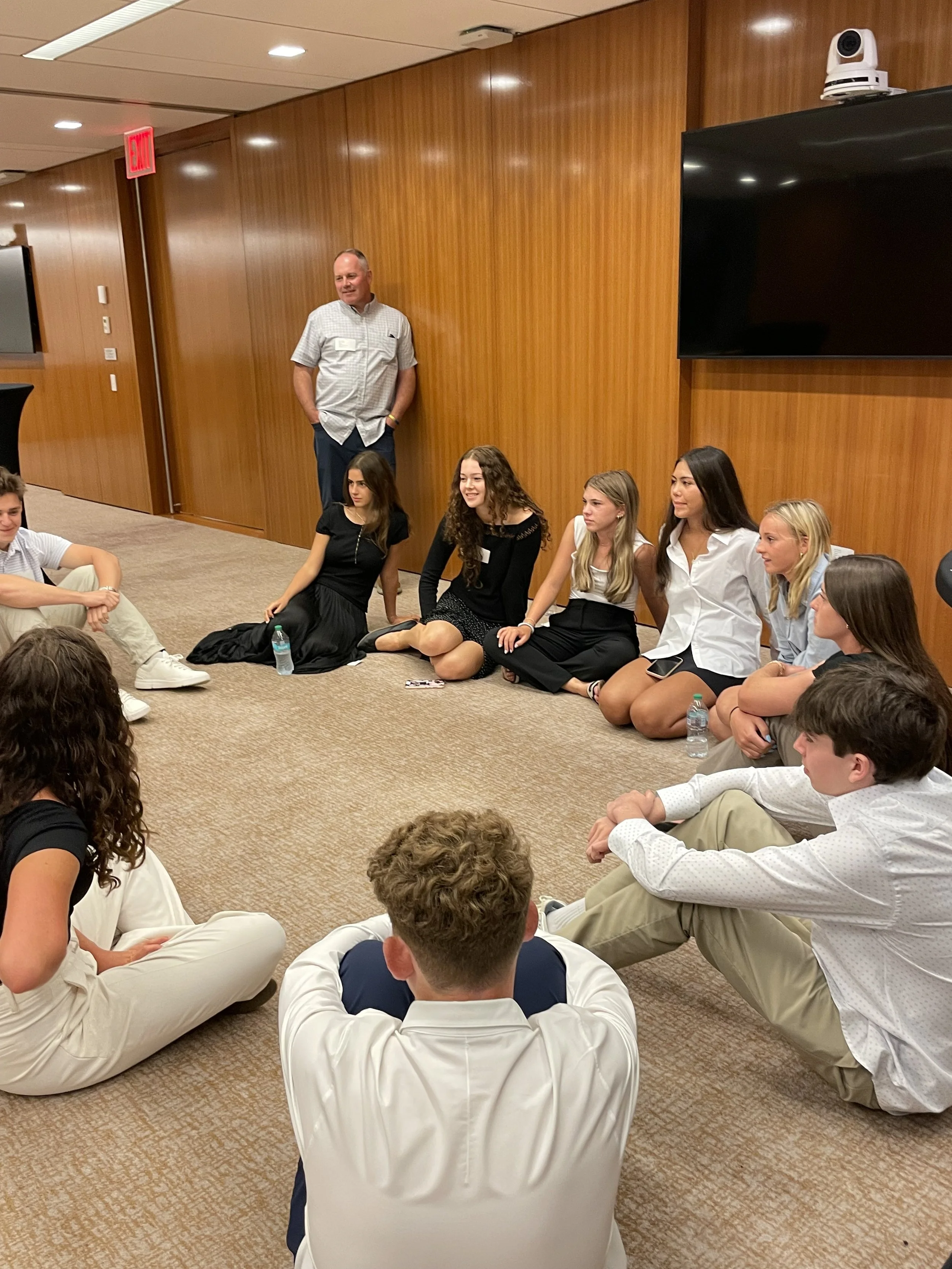 Students finally relax after a 15-hour day