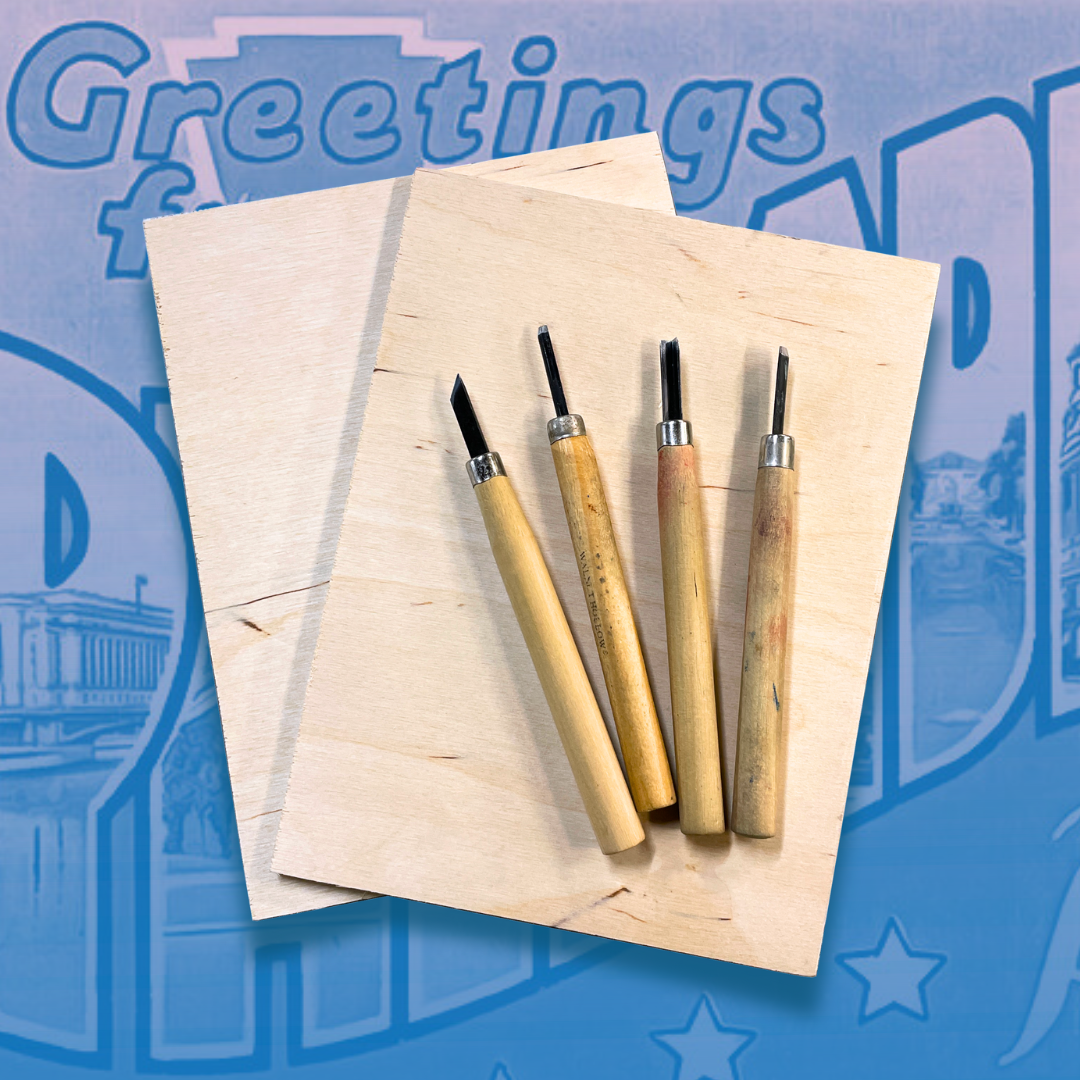 Philly Postcards! Reduction Woodcuts