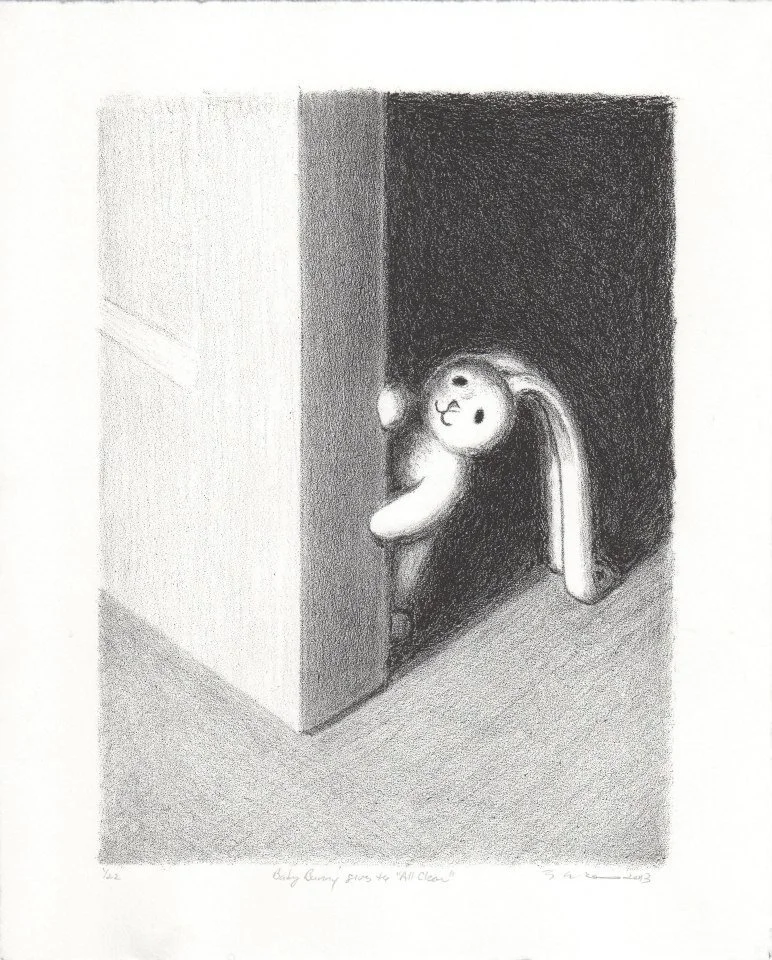 Elaine M. Erne_Baby Bunny Gives the _All Clear__Lithograph.jpg