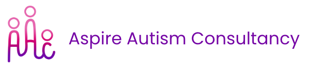Logo featuring three stylized purple human figures and the text 'Aspire Autism Consultancy' in purple.
