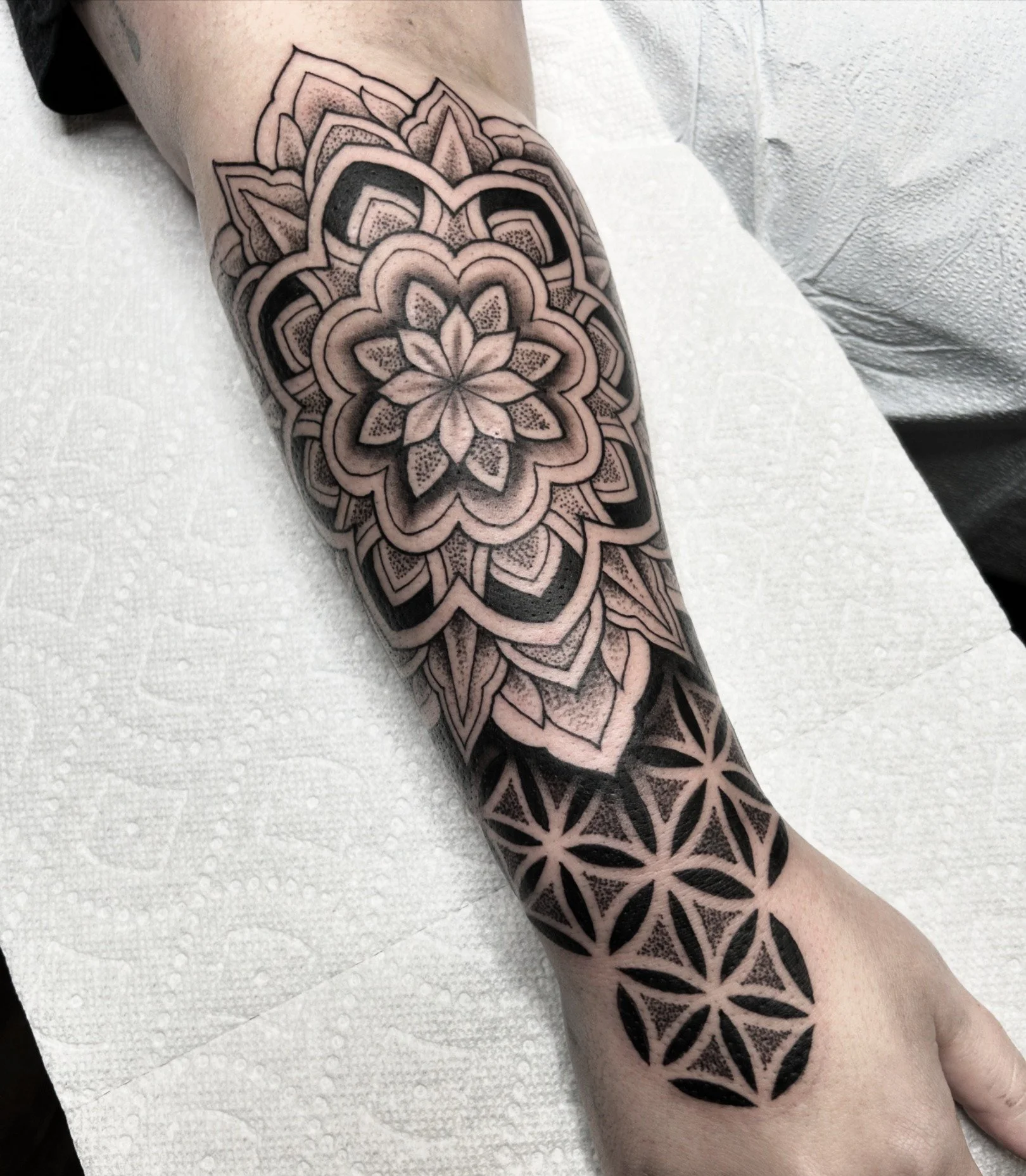 Geometric mandala tattoo