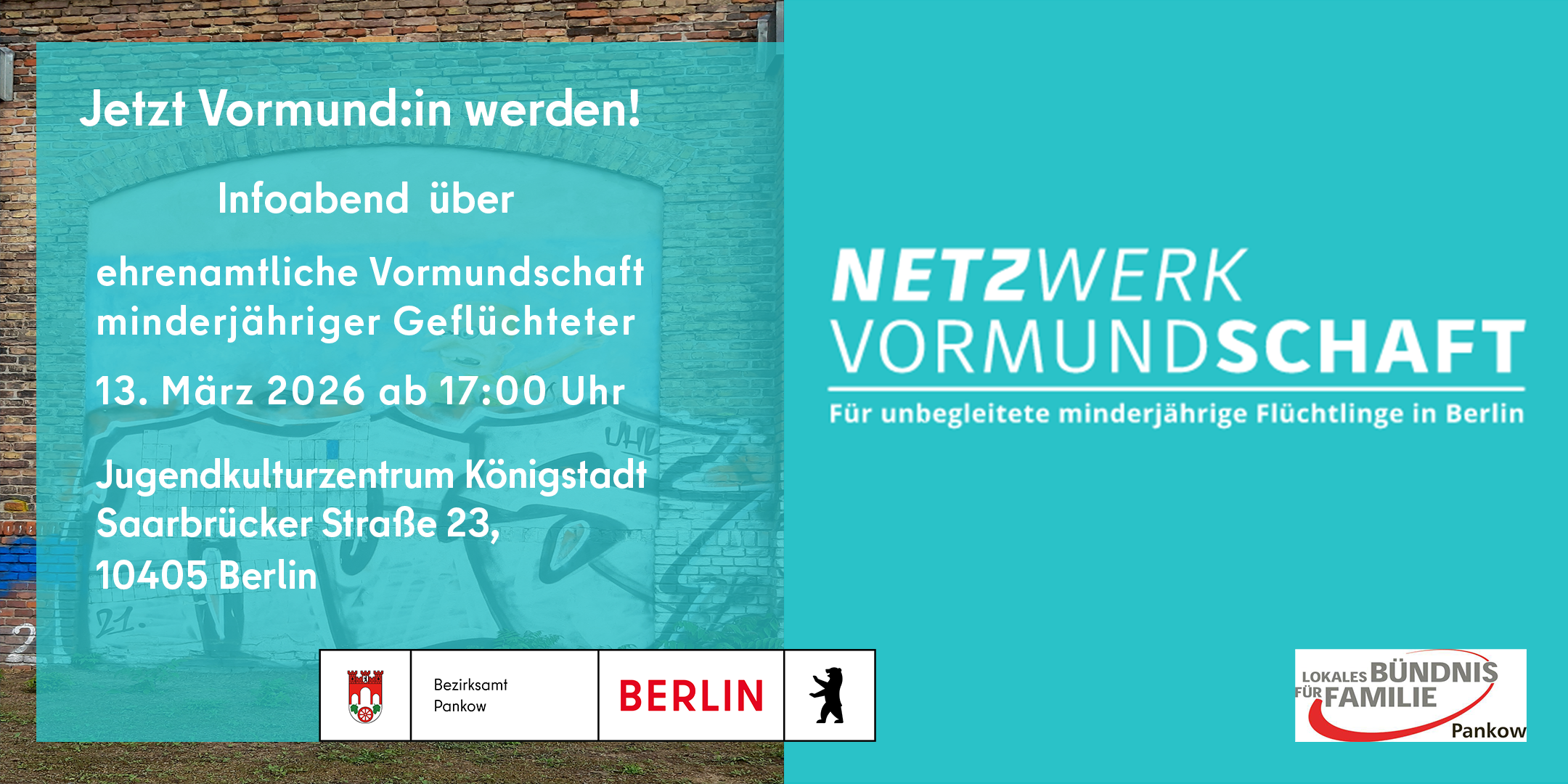 "Jetzt Vormund:in werden!" -  Pankow sucht ehrenamtliche Vormund:innen für unbegleitete minderjährige Geflüchtete