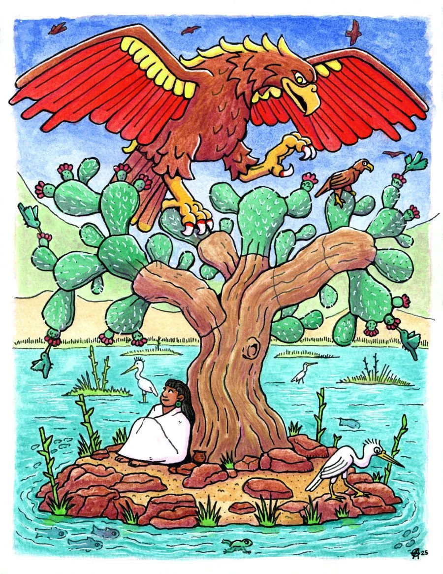 Kwawtepek The Eagle Hill 2025 - 8.5x11in ink & guoache on cold-pressed water color paper