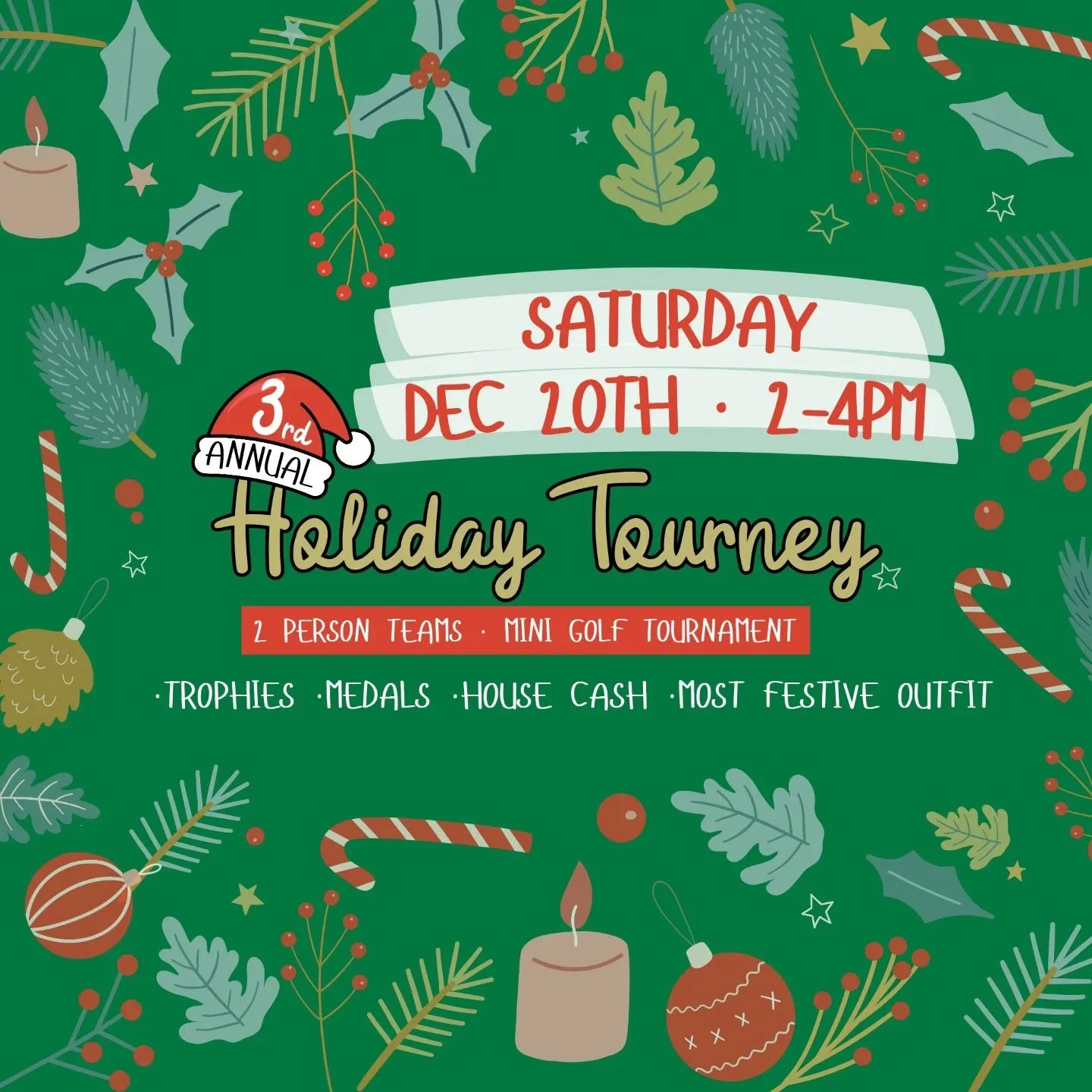 🎄✨ 3rd Annual Holiday Mini Golf Tournament ✨🎄
Saturday, December 20th | 2&ndash;4 PM

The holidays are all about togetherness&hellip;and a little friendly competition. Our beloved mini golf tradition returns for its third year, and we can&rsquo;t w