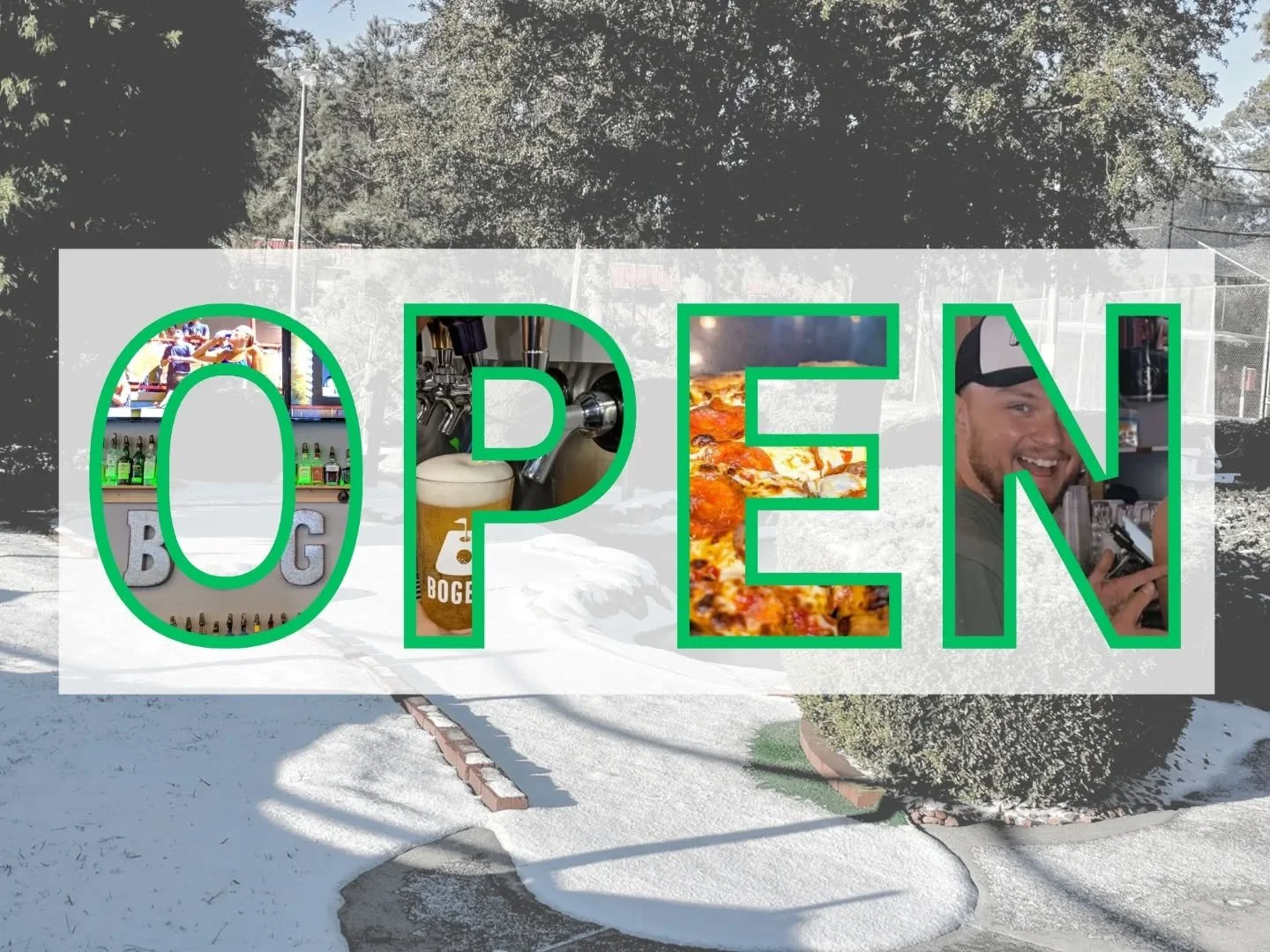 We're open tonight! Cheesy is behind the bar, UFC is on, kitchen is open, come stay warm with us!