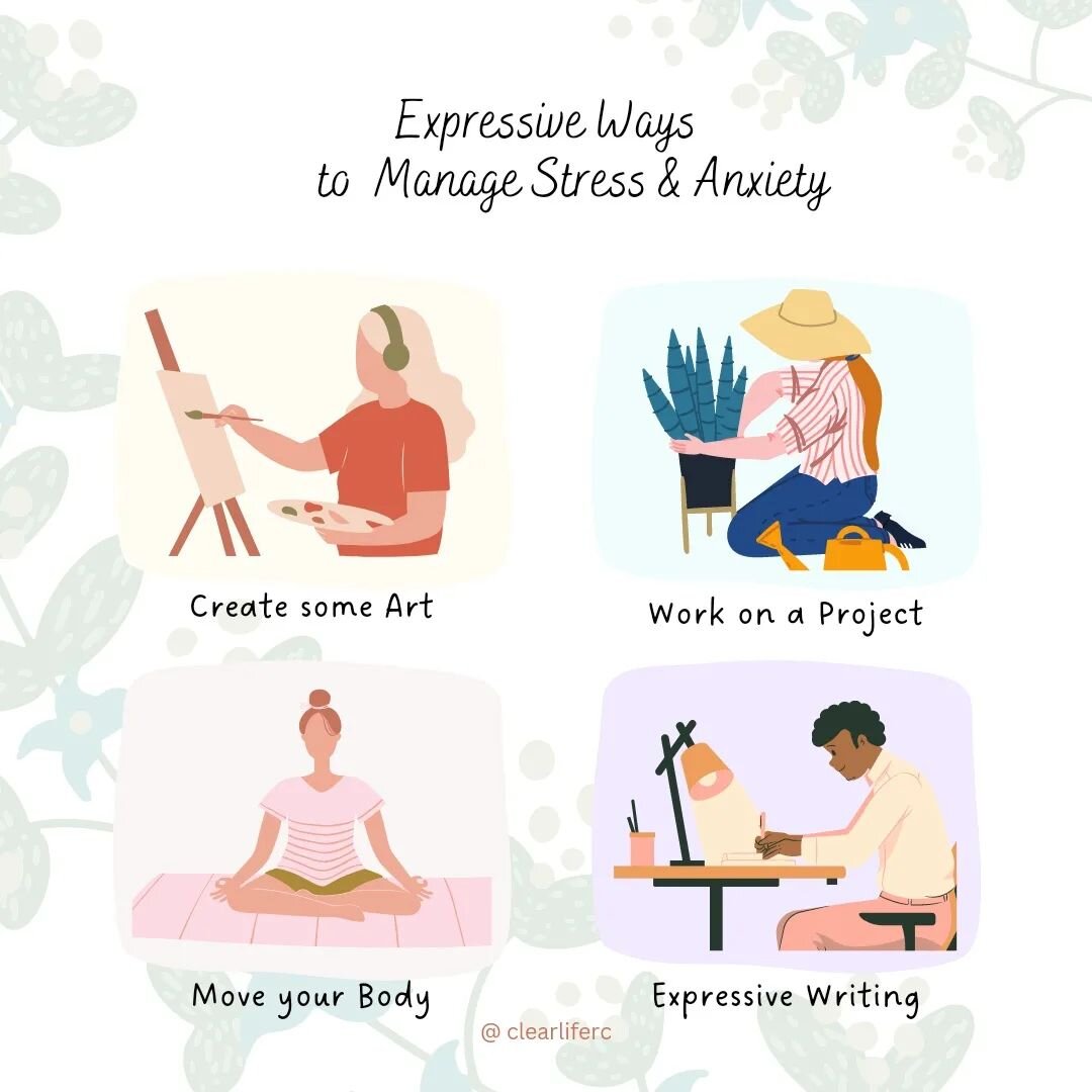 EXPRESSIVE TECHNIQUES

Mange your stress and anxiety by expressing yourself! Try a few of these techniques!

#expressiveart #copingstrategies #copingskills #stress #anxiety #menthealth #therapy