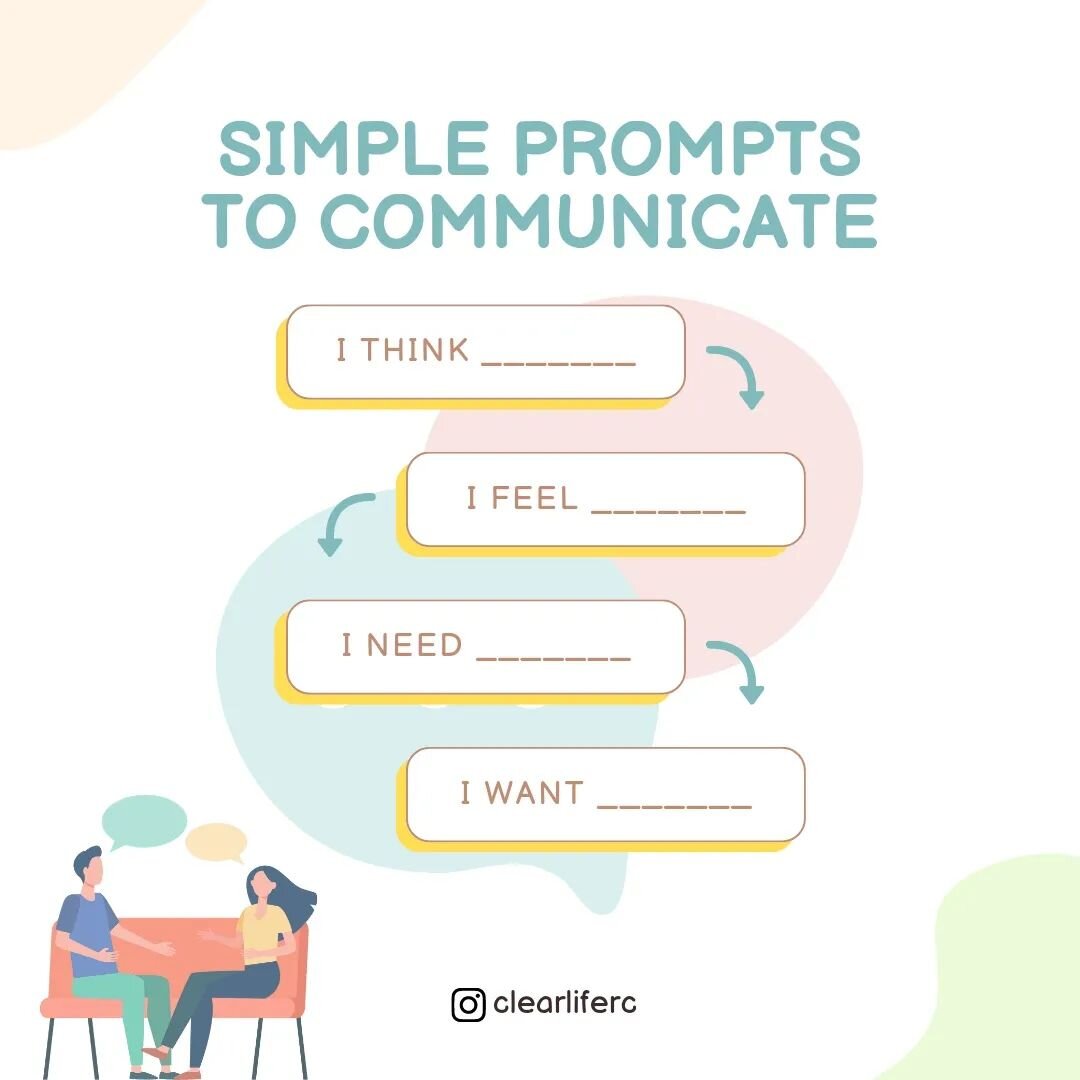 COMMUNICATION SKILLS

Are you looking for a better way to communicate with your partner but don't know where to start? Practice your communication skills with simple &quot;I statements&quot;. 

&bull; I think &bull; identify a cognitive thought to te