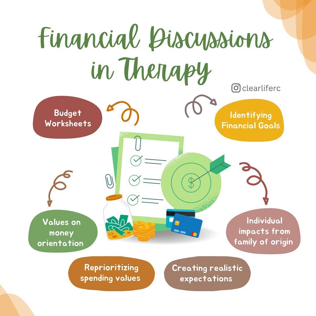 Many couples oftentimes have difficulty communicating about their finances. Through therapy, couples can identify their financial goals, create budget worksheets, and understand deeper meanings regarding their spending. Finances affect all of us and 