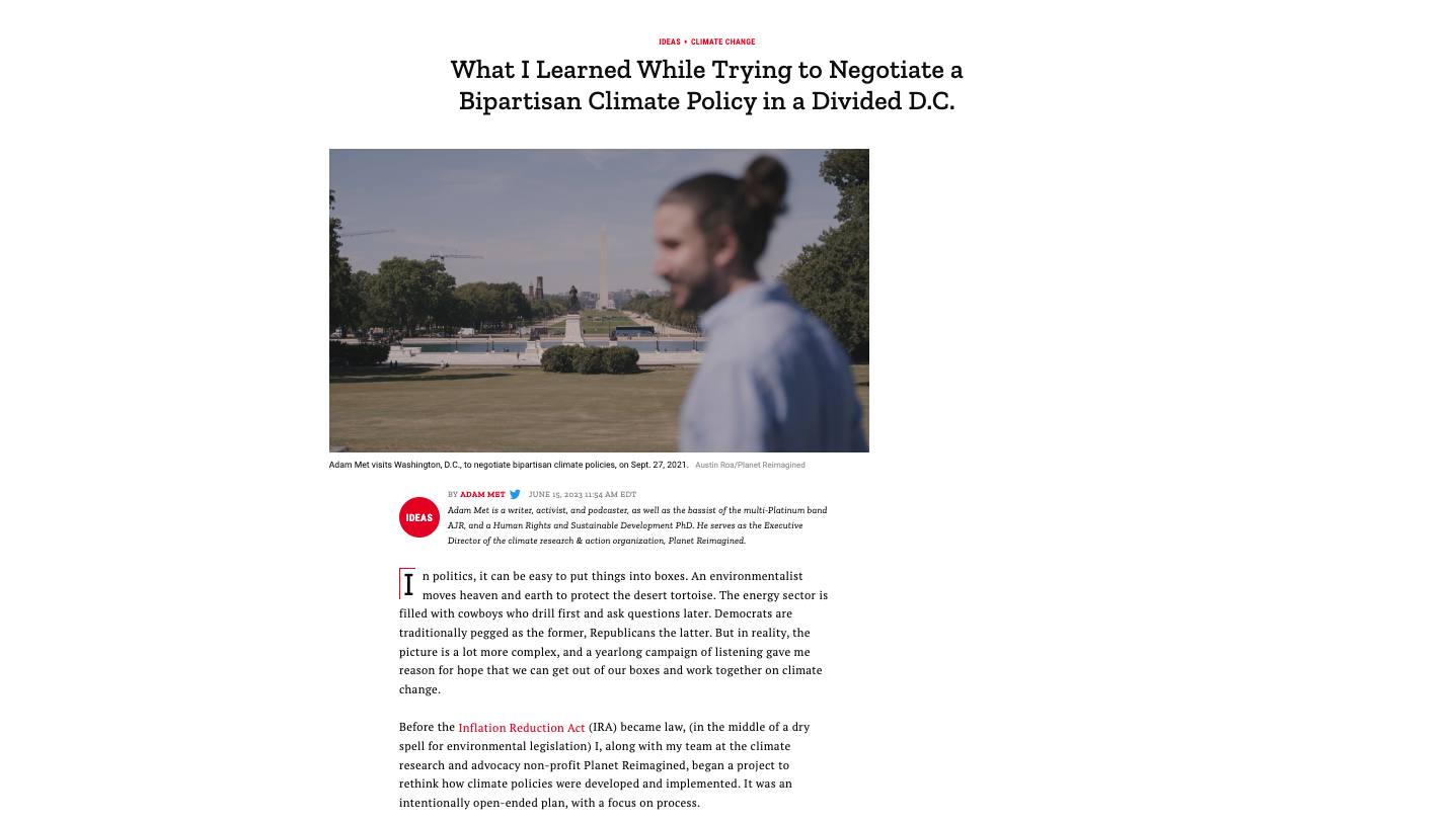 TIME: Negotiating a Bipartisan Climate Policy in a Divided D.C.