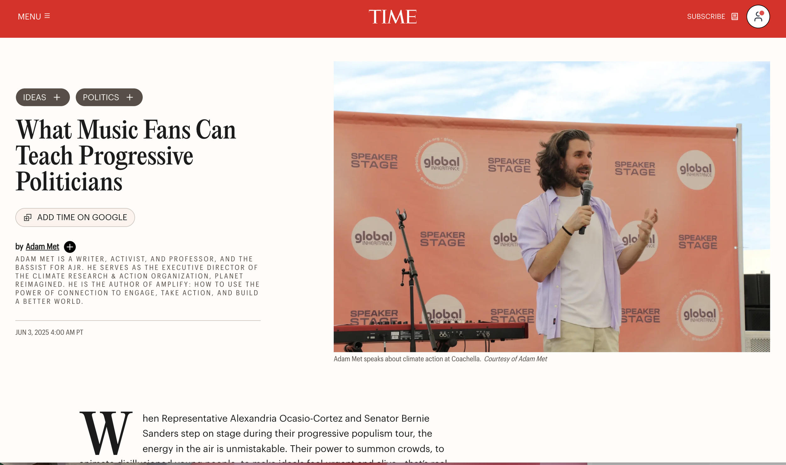 TIME: What Music Fans Can Teach Progressive Politicians