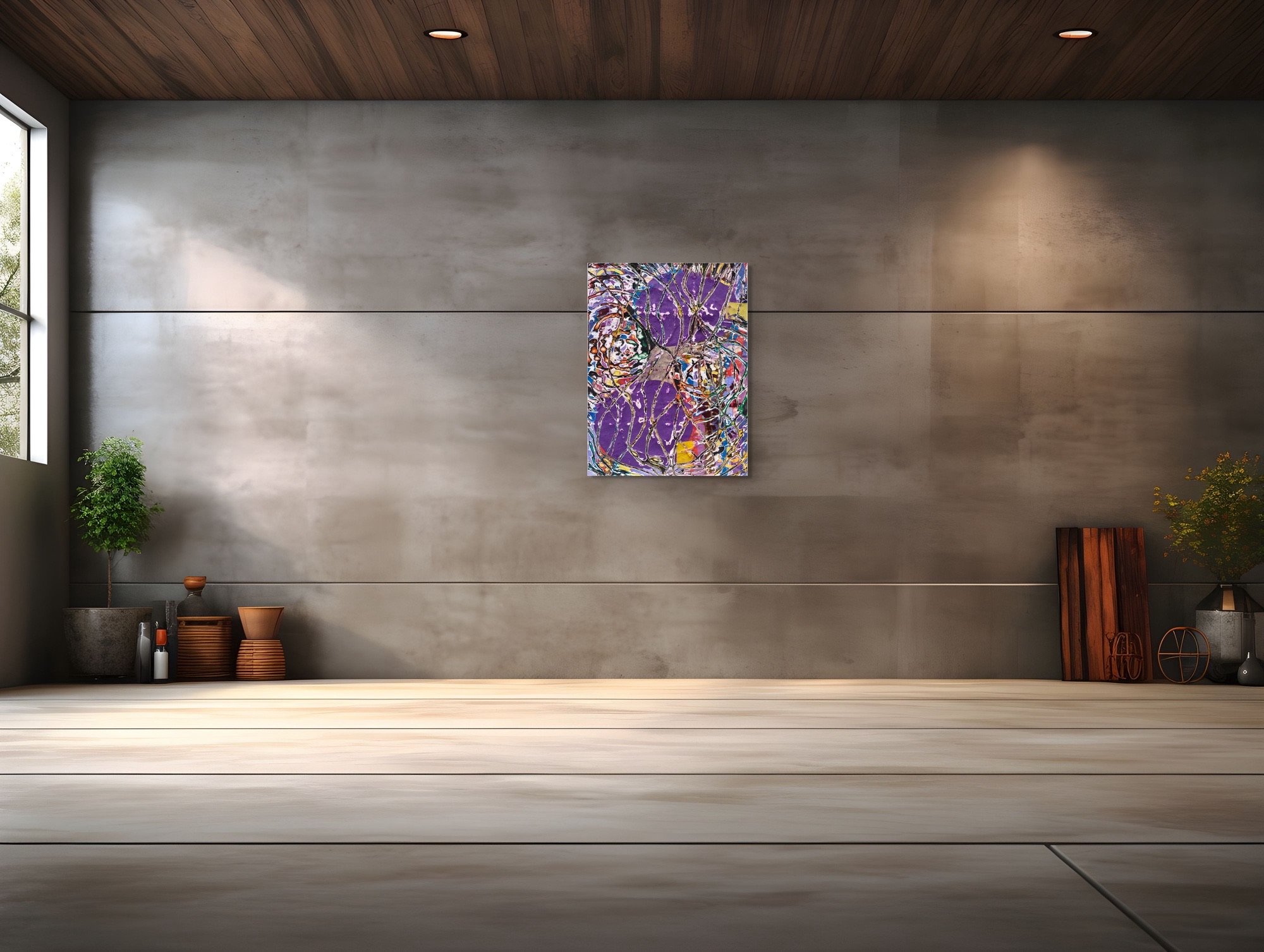 Noirka, layered and hand-carved paper artwork by Michele Bonds, shown in contemporary interior
