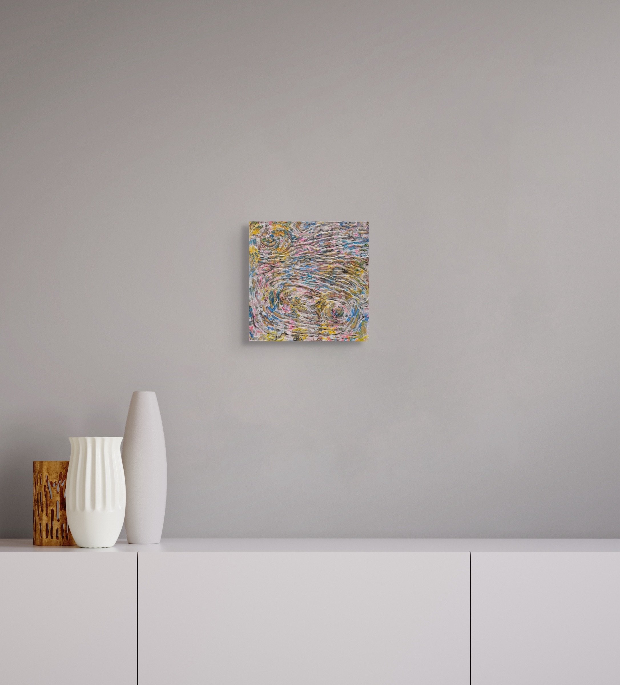Curves #2, sculptural carved paper artwork by Michele Bonds, installed in modern interior