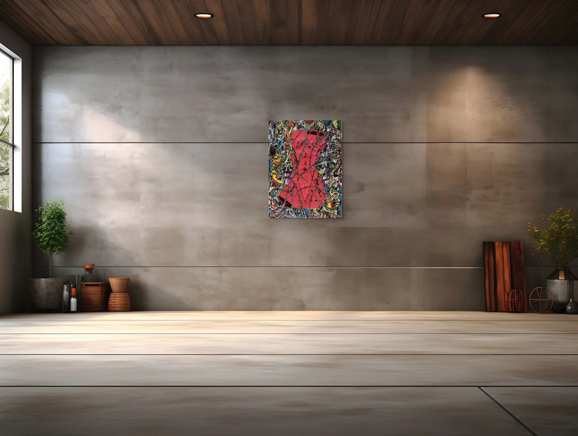 Lorette-ah, layered and hand-carved paper artwork by Michele Bonds, shown in contemporary interior