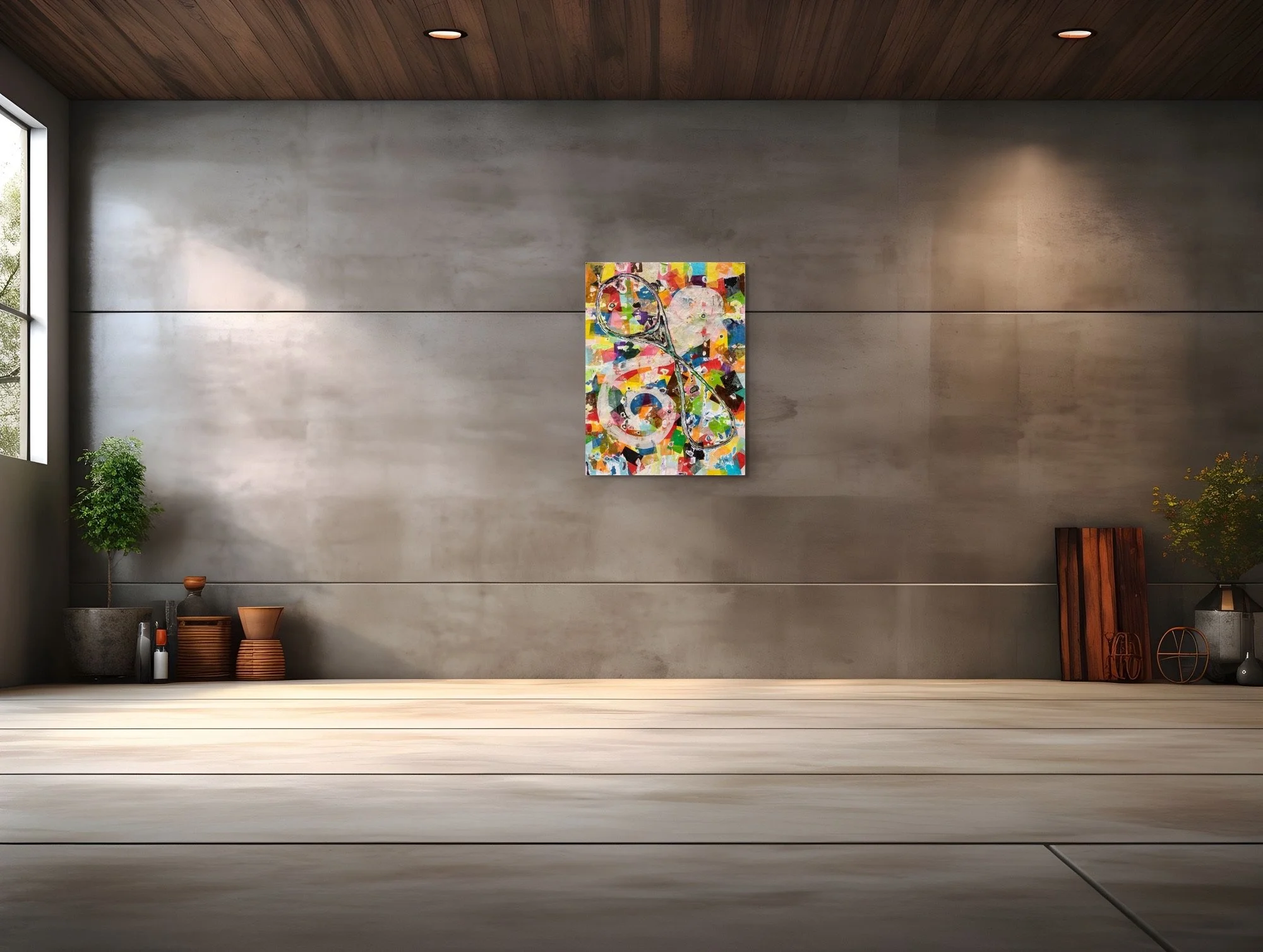 Mellisugar, layered and hand-carved paper artwork by Michele Bonds, shown in contemporary interior