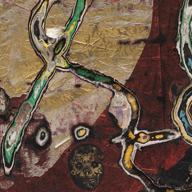 Close-up detail of Dancing in the Dark revealing depth, strata, and texture