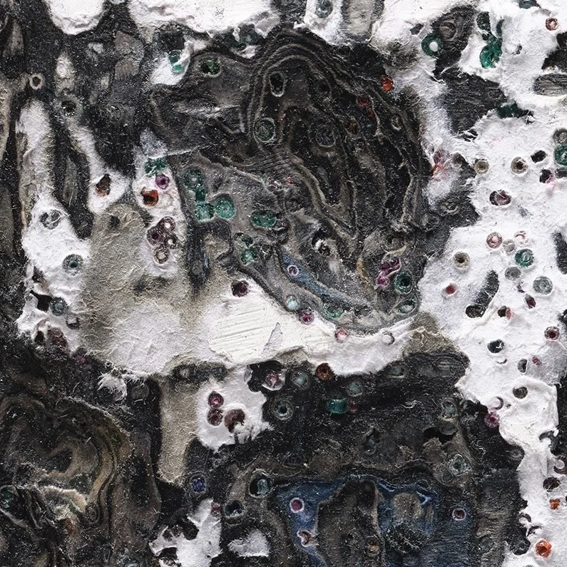 detail of White #4 with exposed layers and sculptural cuts