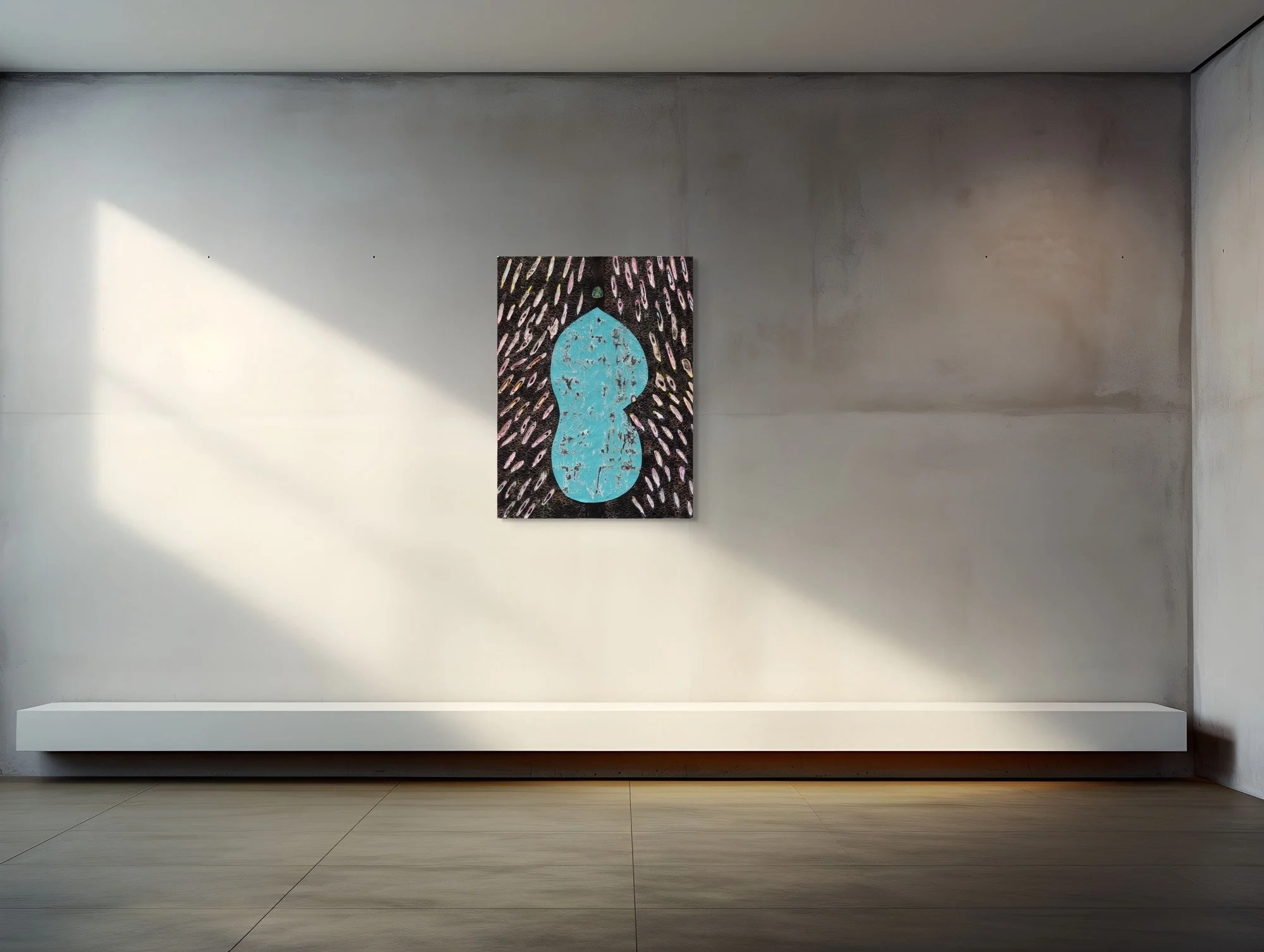 Grigoria, sculptural paper artwork by Michele Bonds, displayed in neutral interior setting