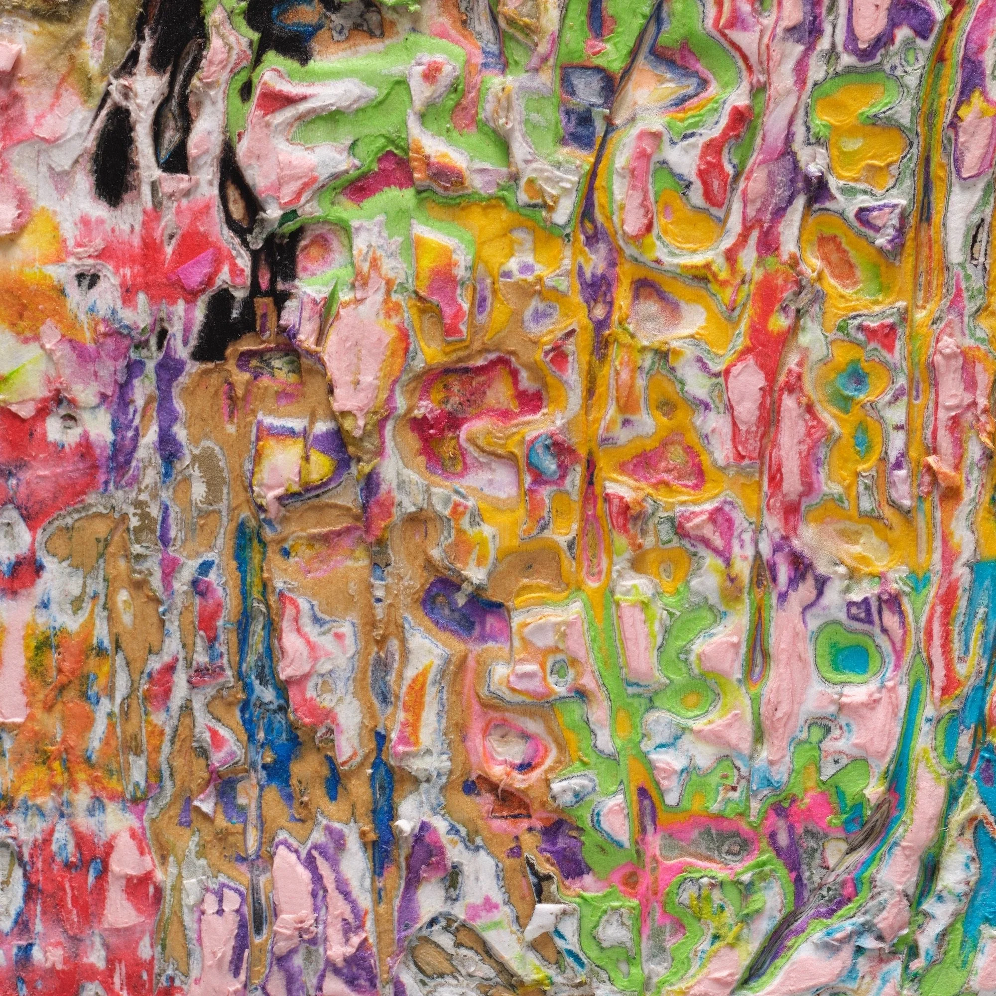 Detail of Fire #2 showing layered and hand-carved paper surface