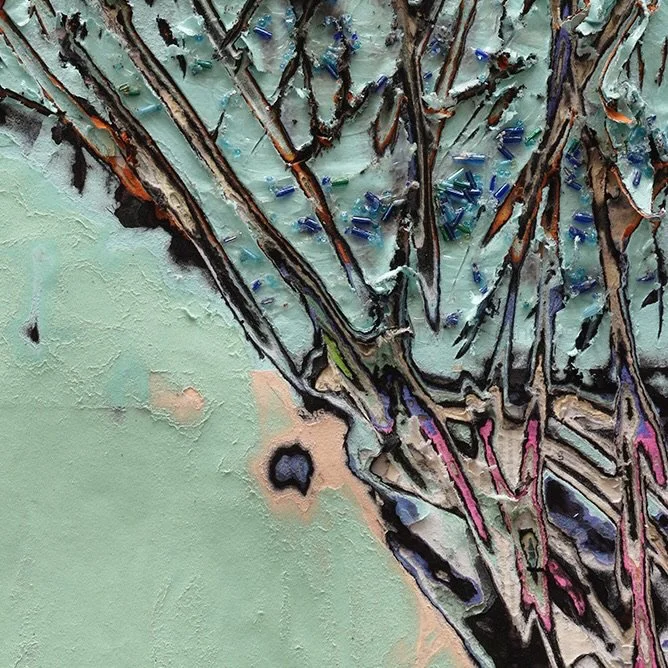 Macro detail of Oyaya highlighting carved paper relief and internal structure