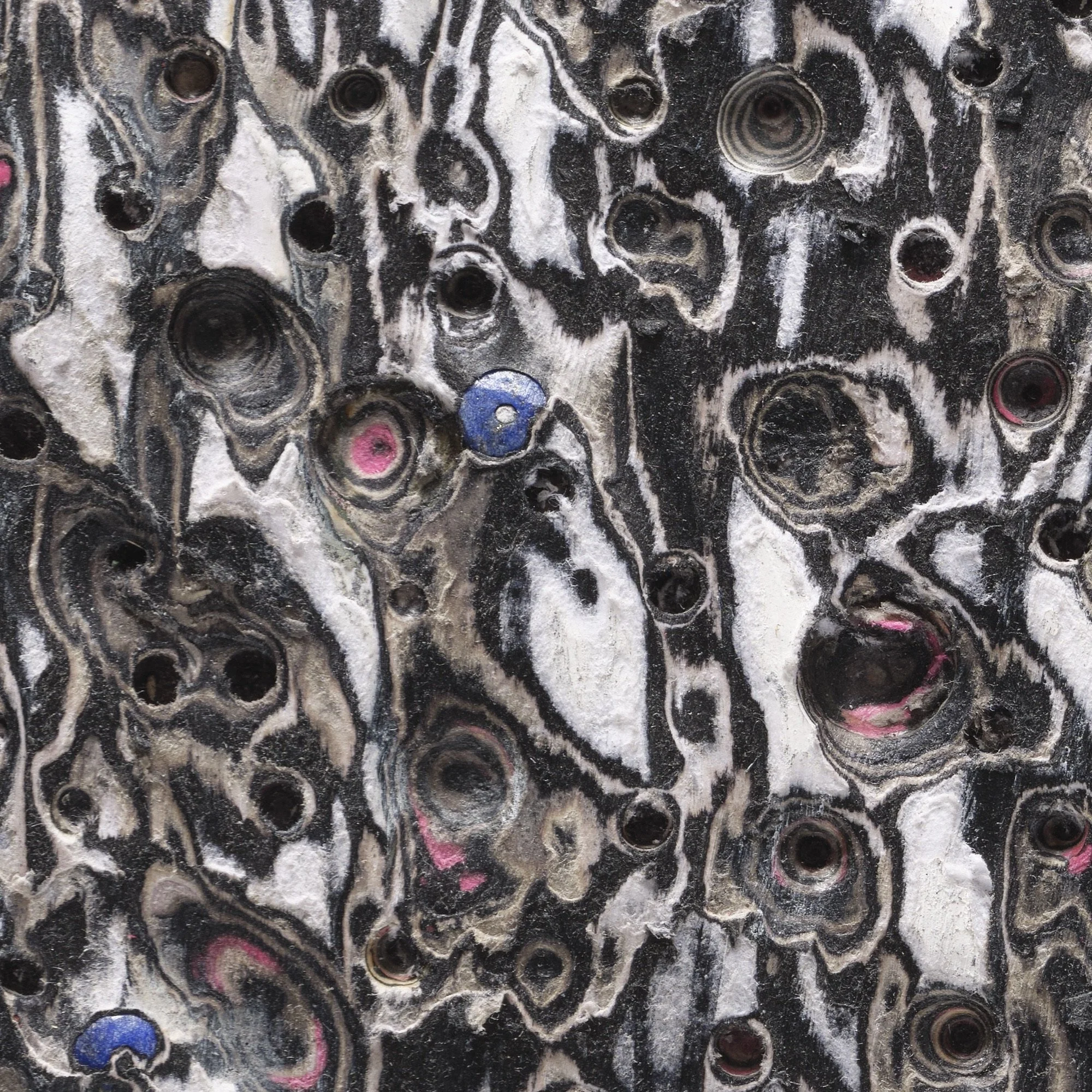 Close-up detail of White #3 revealing depth, strata, and texture