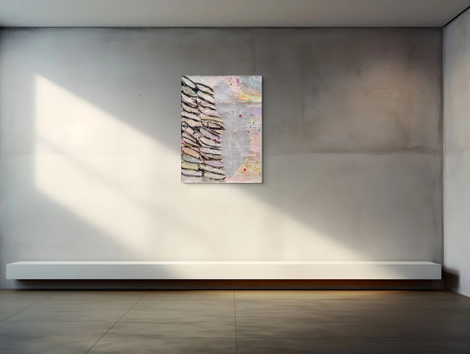 ALo, sculptural carved paper artwork by Michele Bonds, installed in modern interior