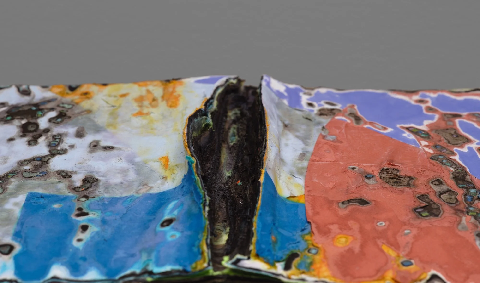 Detail of Summer Chaos showing layered and hand-carved paper surface