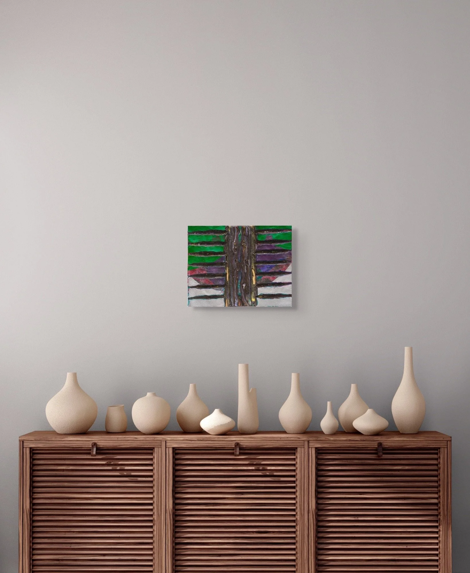 Fall Order, sculptural paper artwork by Michele Bonds, displayed in neutral interior setting